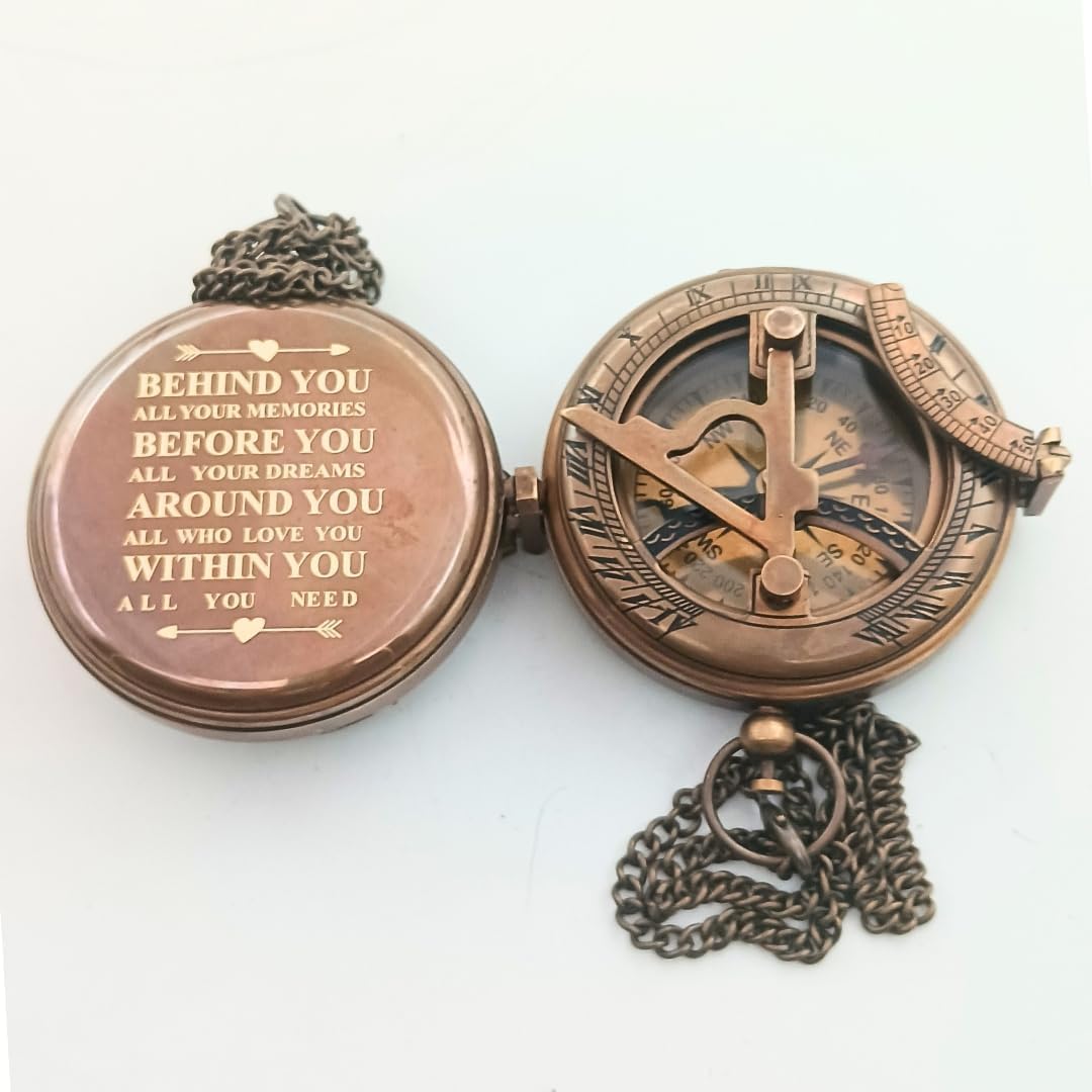 Behind You Engraved Brass Compass Gift for Men - DAYOL'X Official Imagery - 5