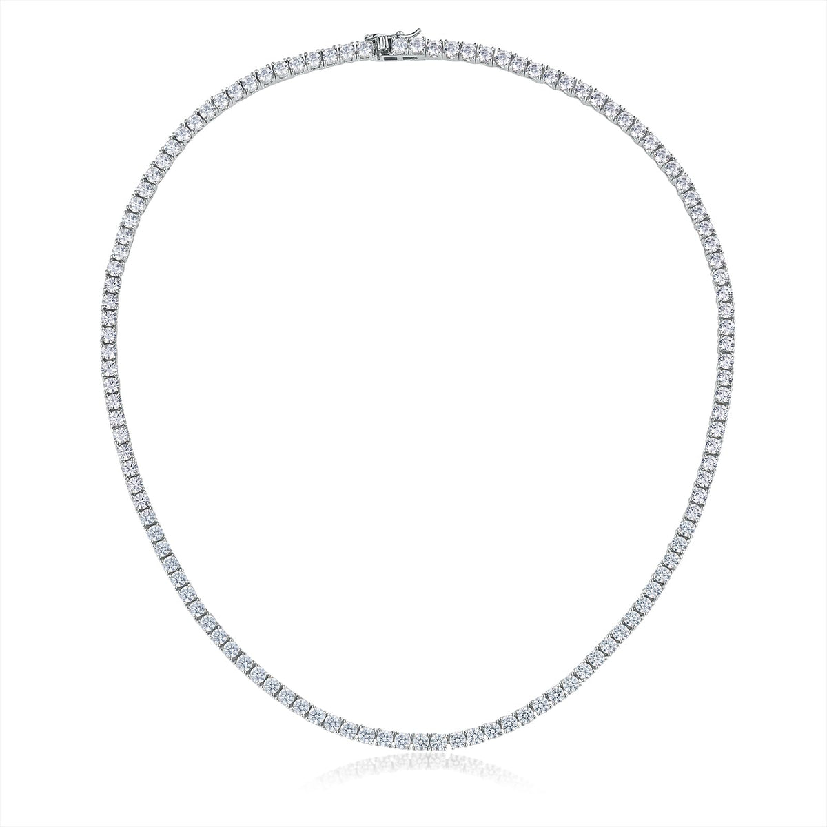 Gemsme 3.0mm Cubic Zirconia Classic Tennis Necklaces for Women |16-24 Inche – White Gold Plated, 3mm
