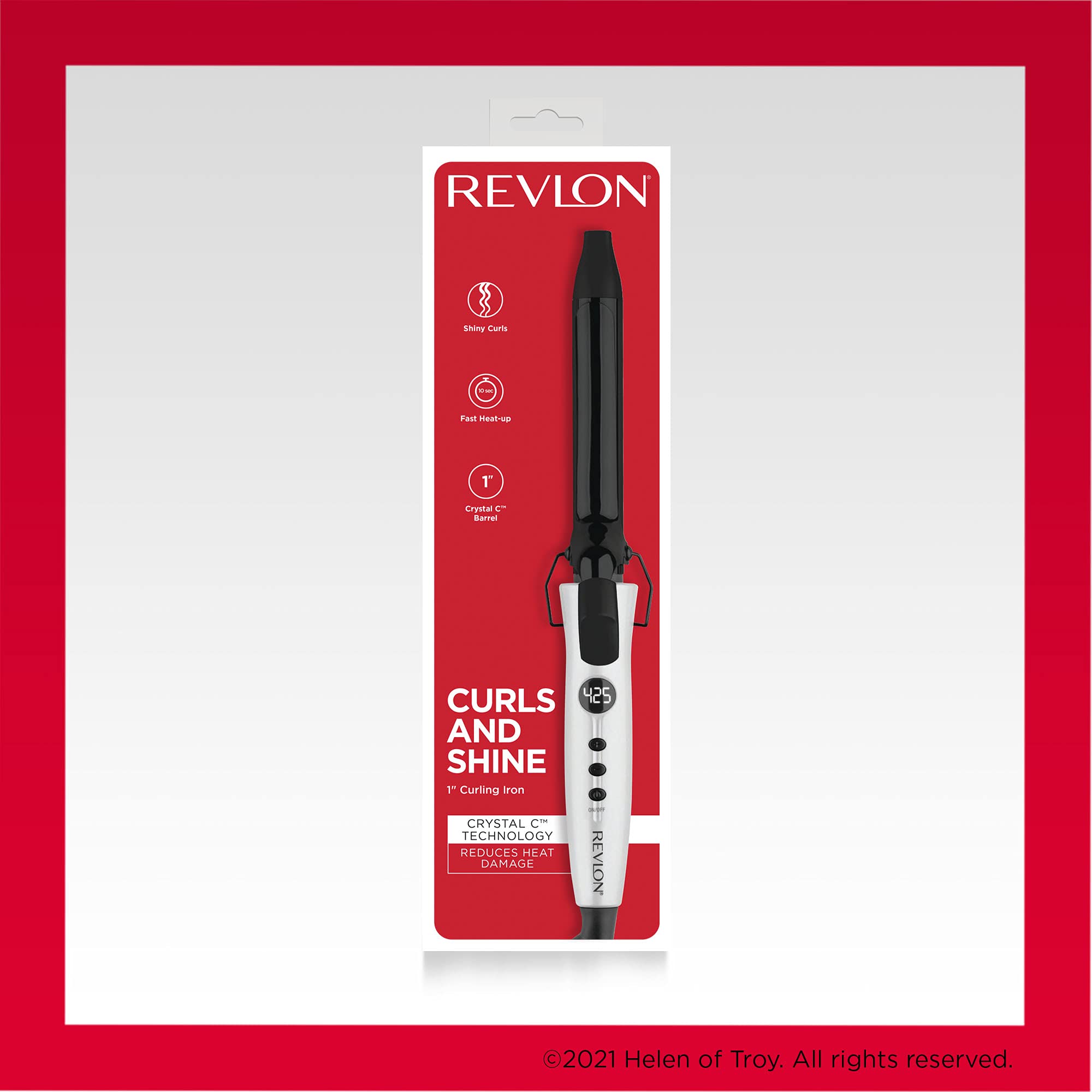Revlon Crystal C Ceramic Curling Iron 1 Inch for creating smooth, shiny curls with ceramic heat technology.