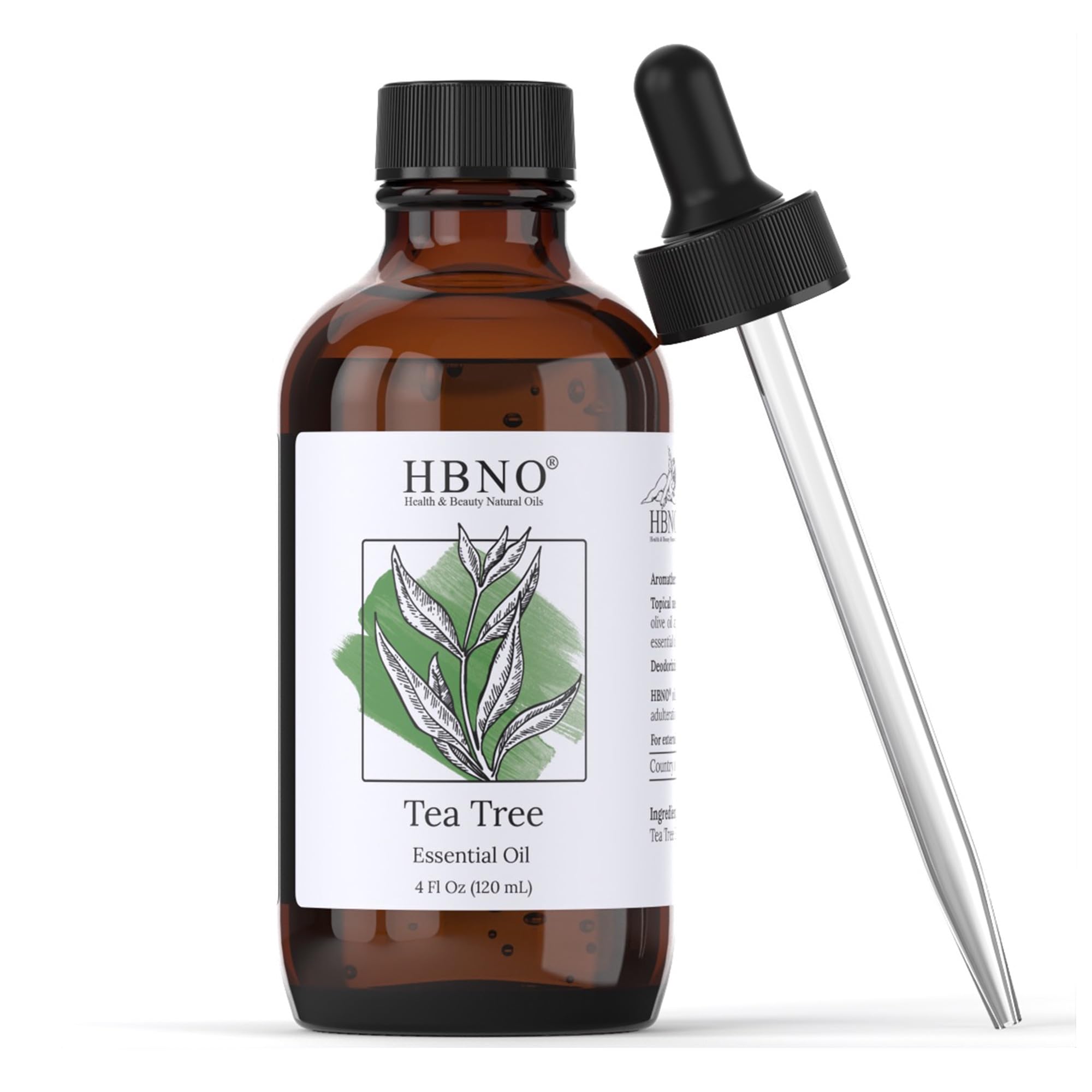 HBNO Tea Tree Oil for Skin 4oz (120 ml) - Bring Refreshing Aroma of Tea Trea Essential Oil - Perfect for Skin Therapy