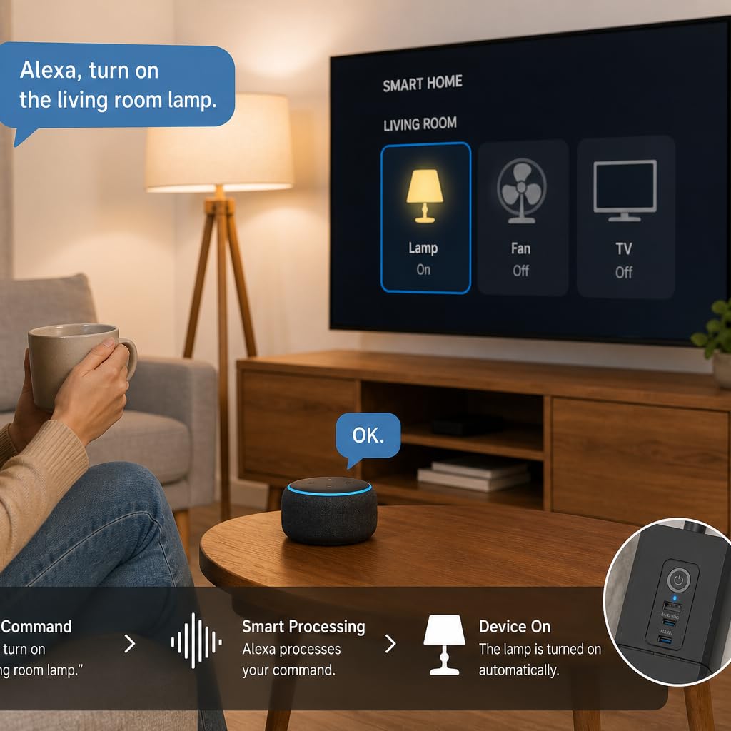 Smart Power Strip, UseeLink WiFi Surge Protector Compatible with Alexa & Google Home, Smart Plug with 4 USB Ports & 4 AC