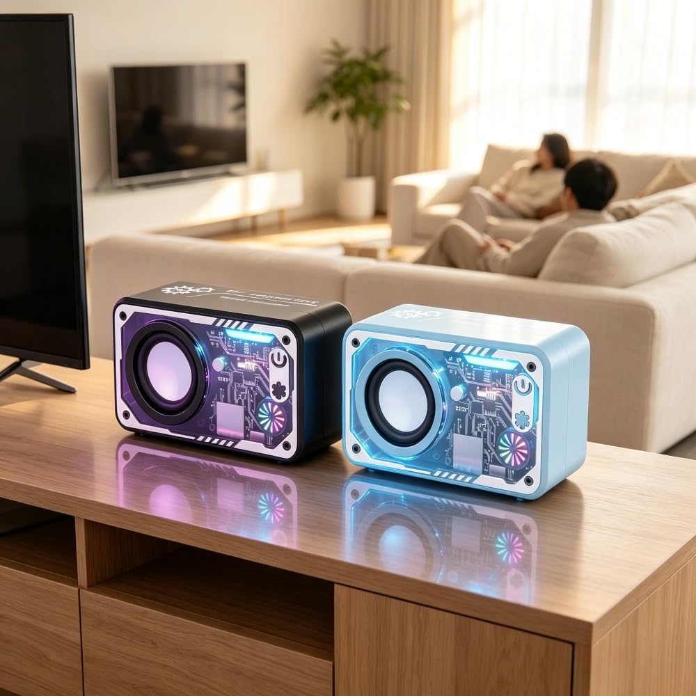 2pcs Portable Wireless Speaker with Glitter LED Light.Type-C Charging, Music Player, Birthday, Parties, Beach, Camping &