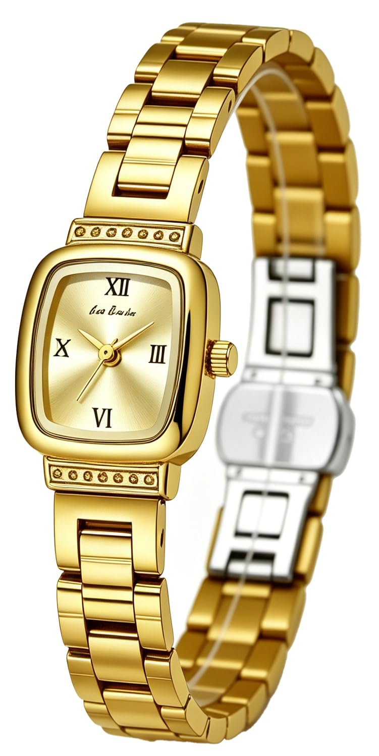 FANMIS Dainty Square Watch for Women, Small Gold Bracelet Dress Wrist Watch – Silver