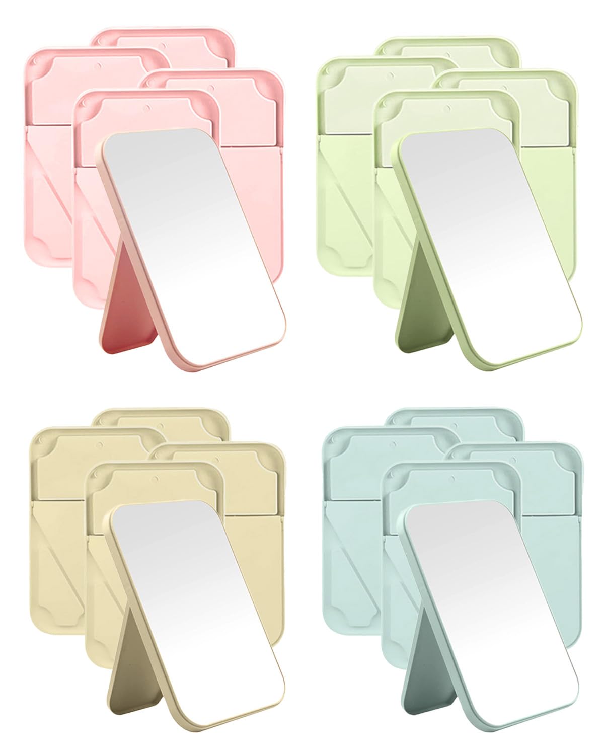 Wuqoioo Foldable Mirror, 20 Pack Desktop Makeup Mirror Simple Folding Makeup Mmirrors with Stand for Spa Party, Girl, Wo