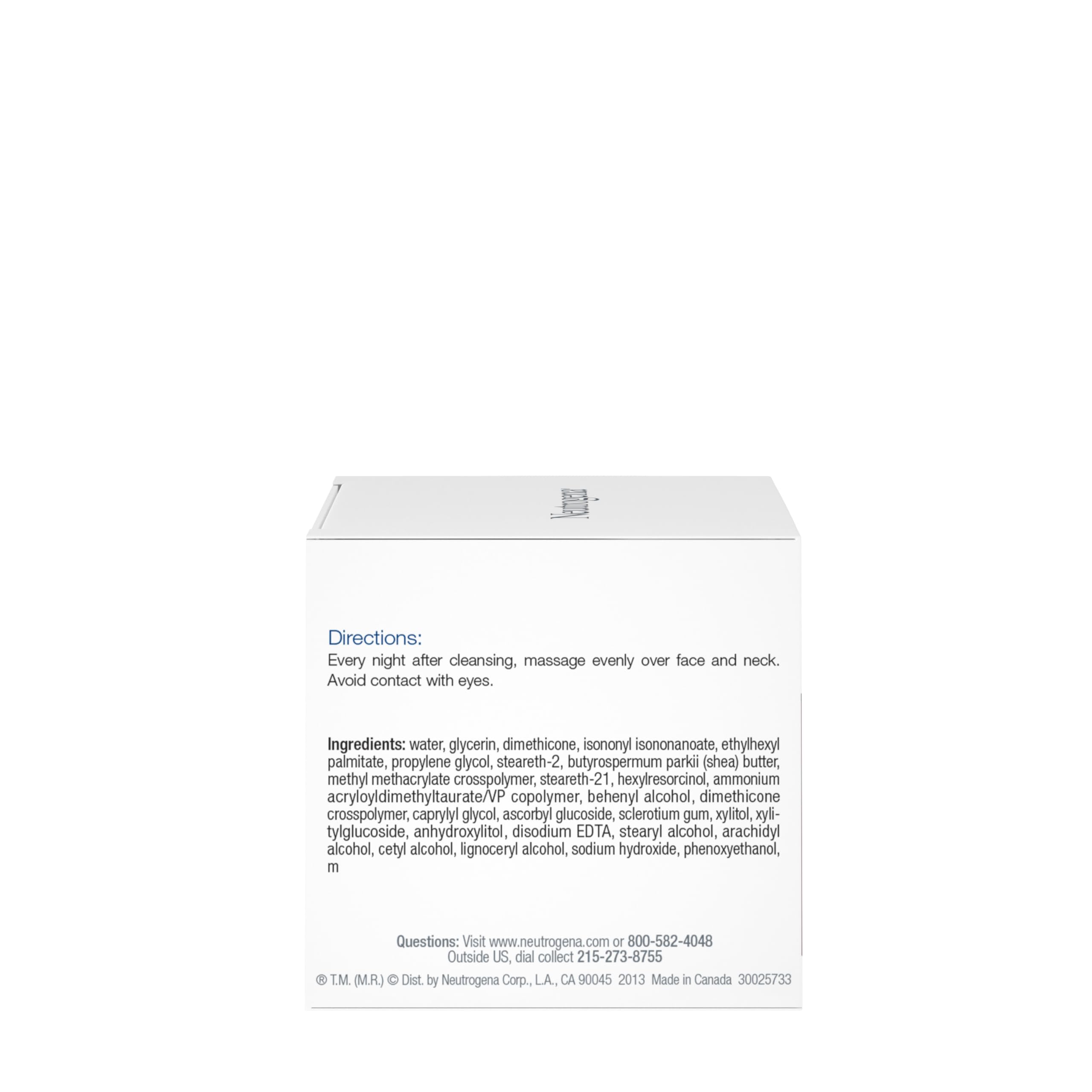 Neutrogena Triple Age Repair Night Face Moisturizer in a 1.7 oz jar, showing creamy texture and label on the container.