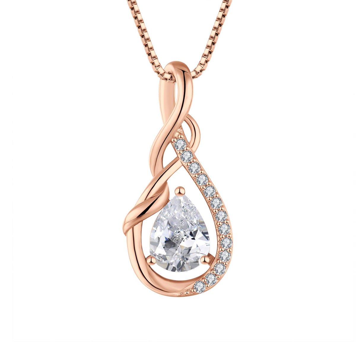 STARCHENIE Infinity Teardrop Necklace for Women 925 Sterling Silver Pendant Birthstone Jewelry – alternate angle
