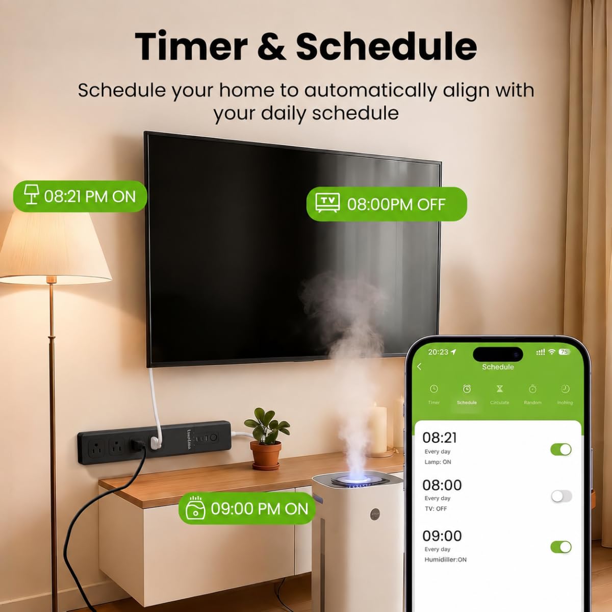 Smart Power Strip, UseeLink WiFi Surge Protector Compatible with Alexa & Google Home, Smart Plug with 4 USB Ports & 4 AC