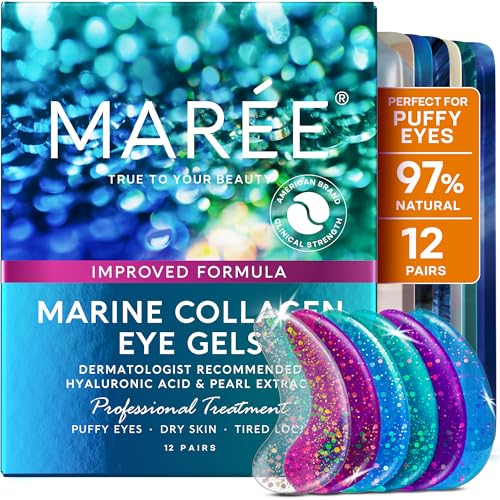 MAREE Collagen Eye Gels - Eye Patches for Puffy Eyes and Dark Circles – Natural, Pearl, 12 Fl Oz (Pack of 1)