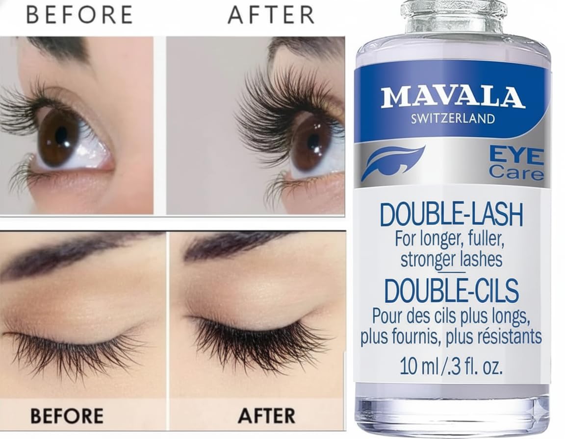 Mavala Double Lash Nutritive Eyelash Serum for the Appearance of Longer Lashes, Natural Looking, Denser Lashes + Eyebrows, 0.3 Ounce Bottle (1 Pack)