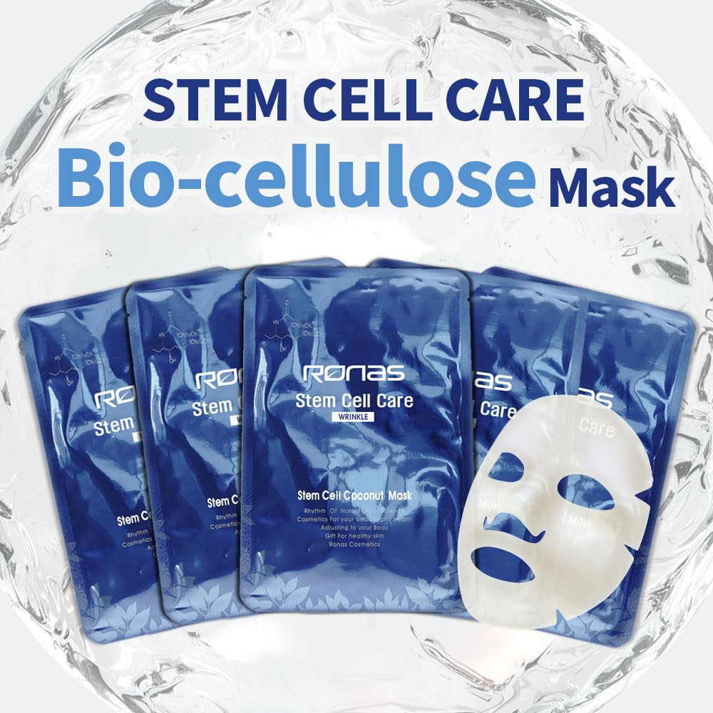 Ronas Stem Cell Coconut Gel Mask 5 pack. Anti Aging, Moisturizing, Rejuvenating. Sunburn Treatment. Korean Cosmetics. – 