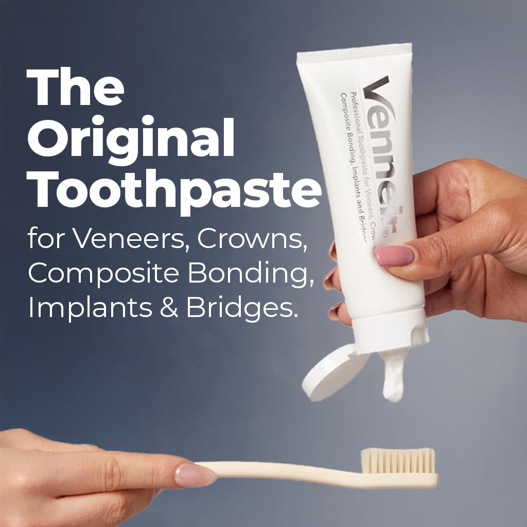Venneir® Professional Toothpaste for Veneers, Implants, Bondings, Crowns & Sensitive Teeth — Stain Removing, Whitening, Natural, SLS Free, Pro Enamel Repair