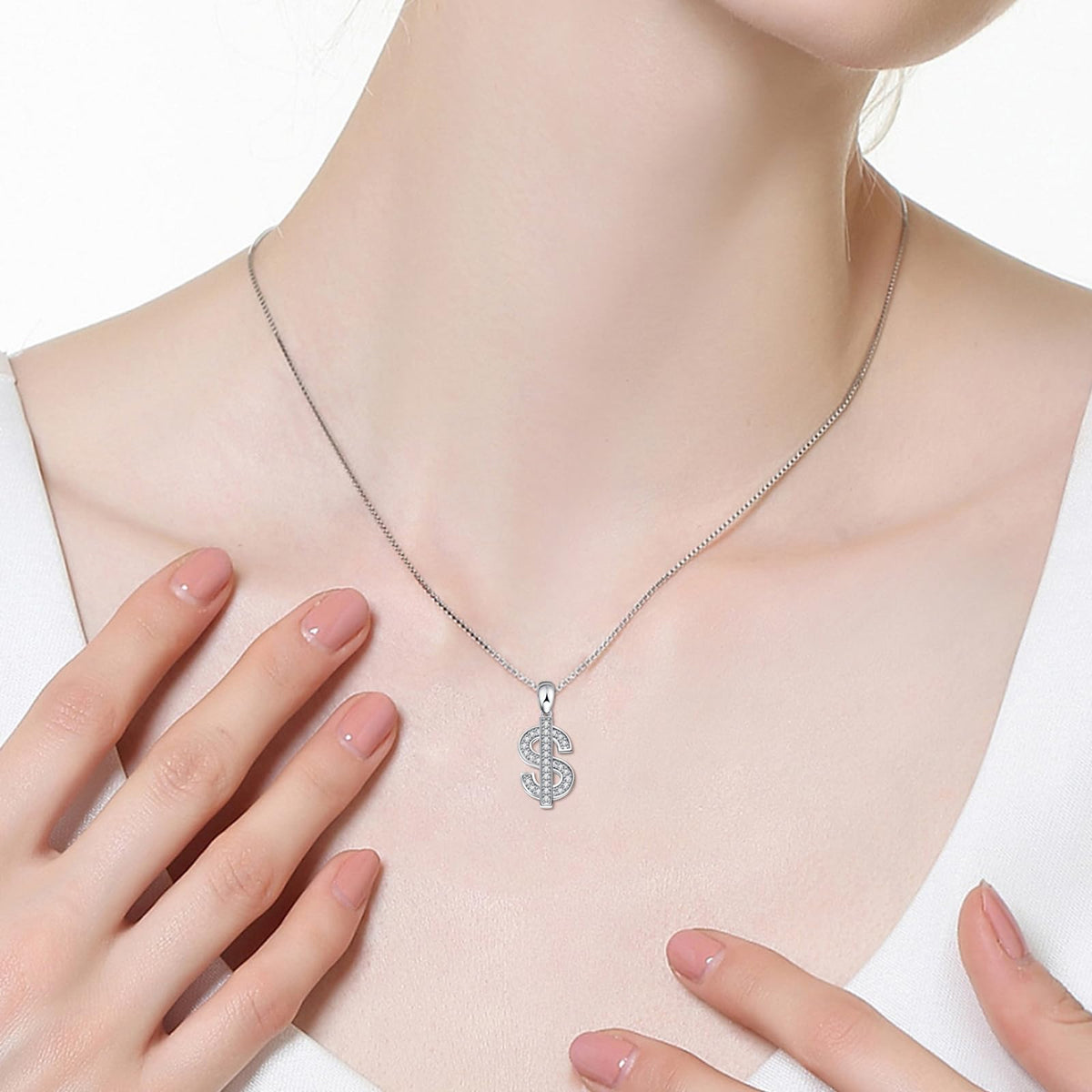 Geyunxu Moissanite Dollar Pendant Necklace,D Color VVS1 18k Gold Plated 925 Sterling Silver Necklace Moissanite Pendant 