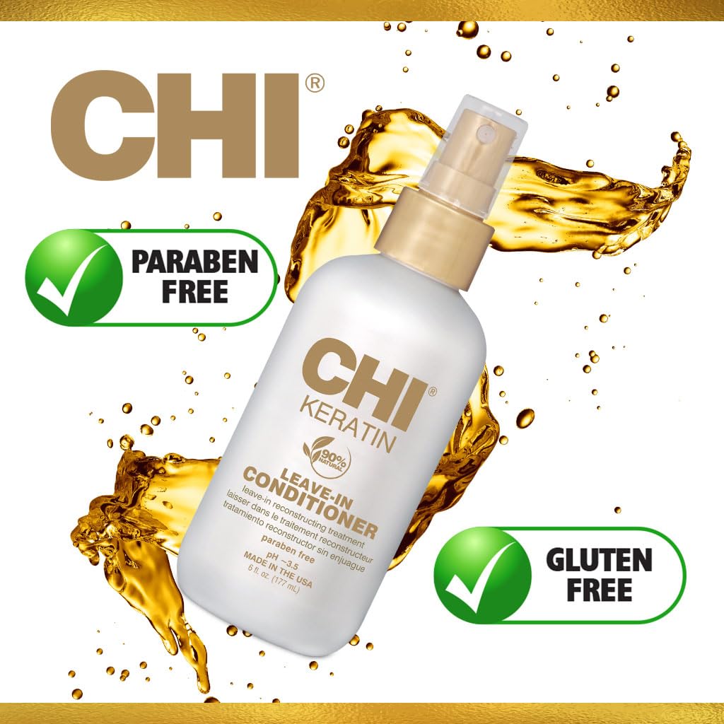 CHI Keratin Leave-in Conditioner, Hydrating Conditioner For Restoring Softness & Preventing Breakage, Great For Daily Use, Sulfate-free, 6 Oz (Pack of 2)
