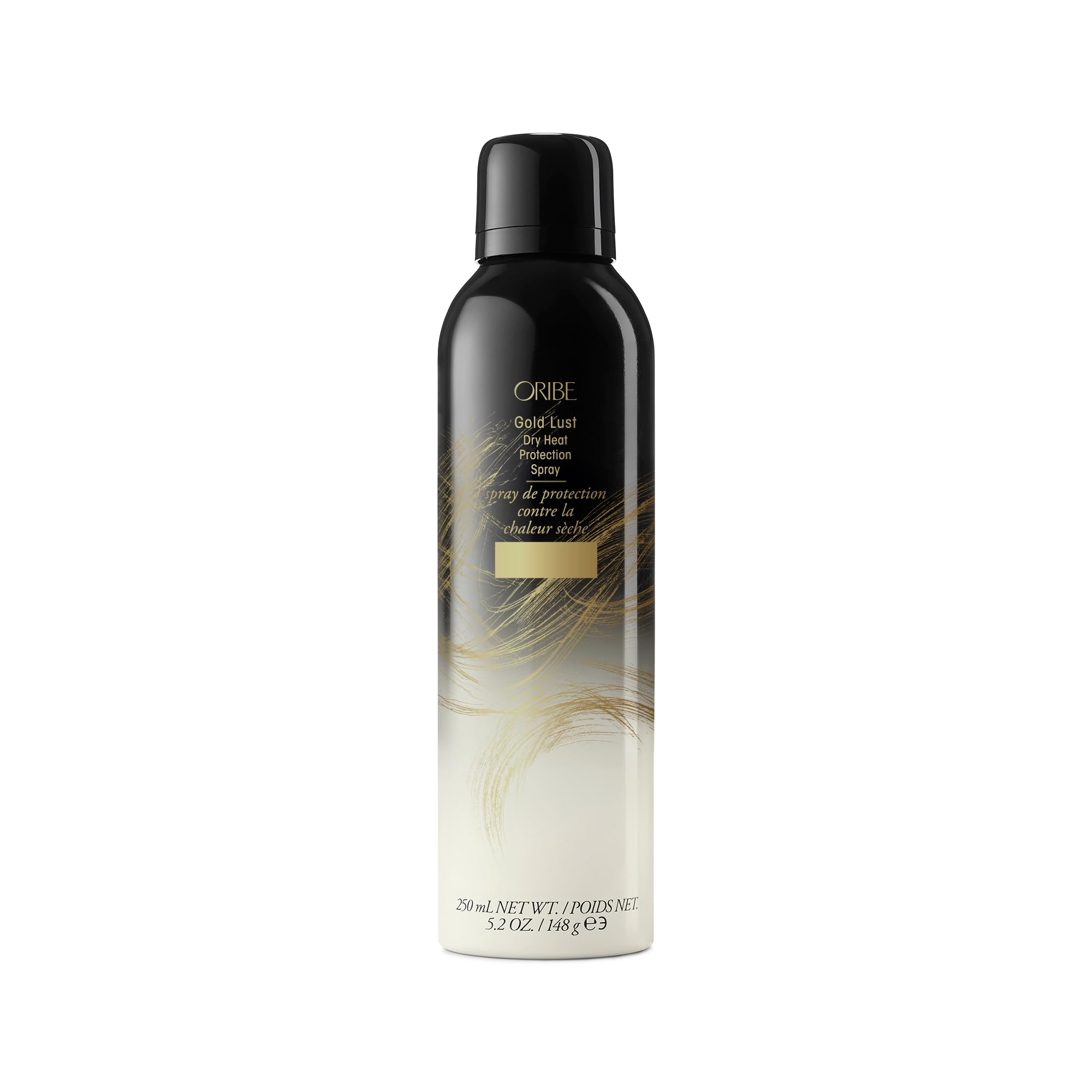 Oribe Gold Lust Heat Protection Spray in 5.2oz bottle, designed to protect hair up to 450°F during styling.