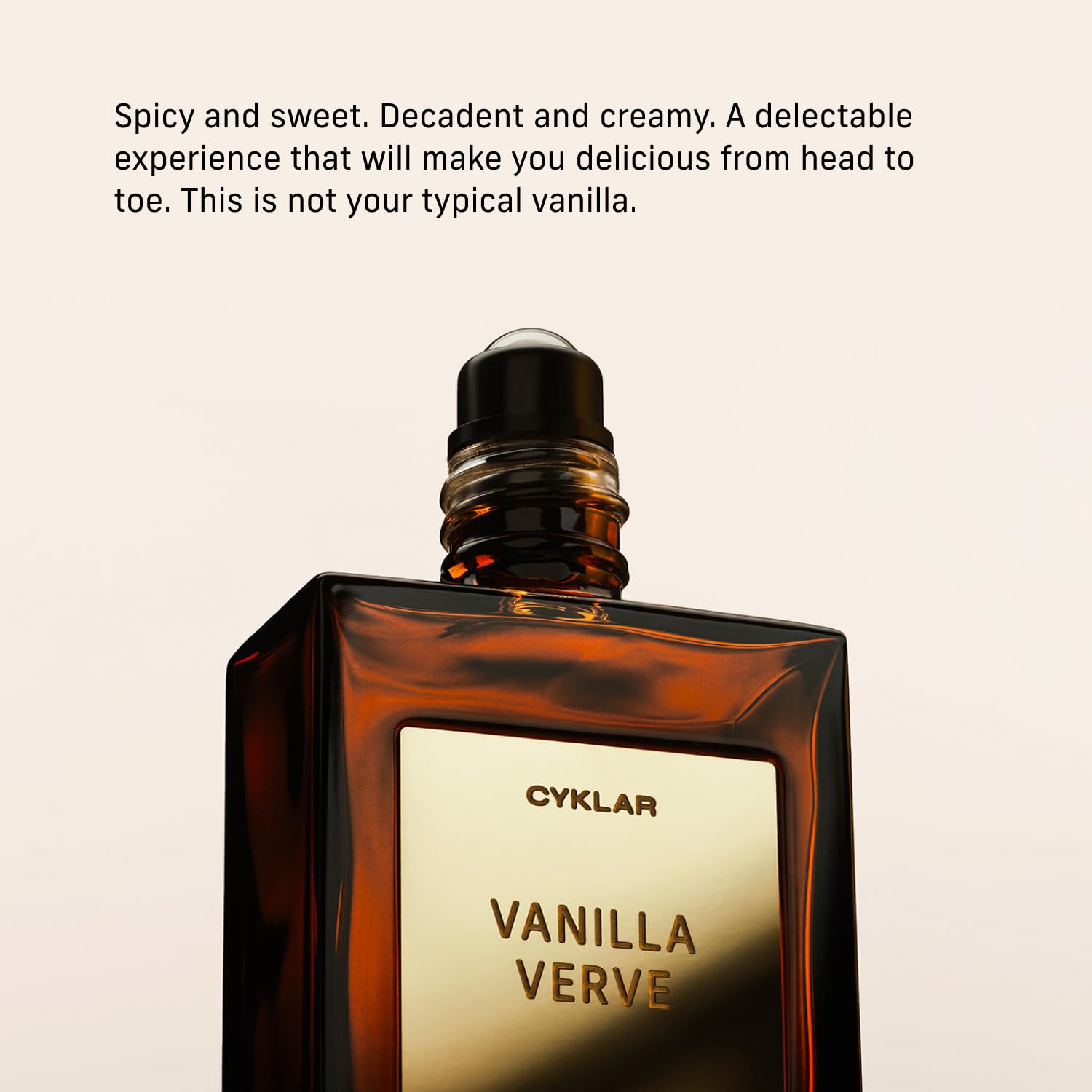 CYKLAR Vanilla Verve perfume oil roll-on in 15ml bottle, featuring a smooth vanilla fragrance for personal use.