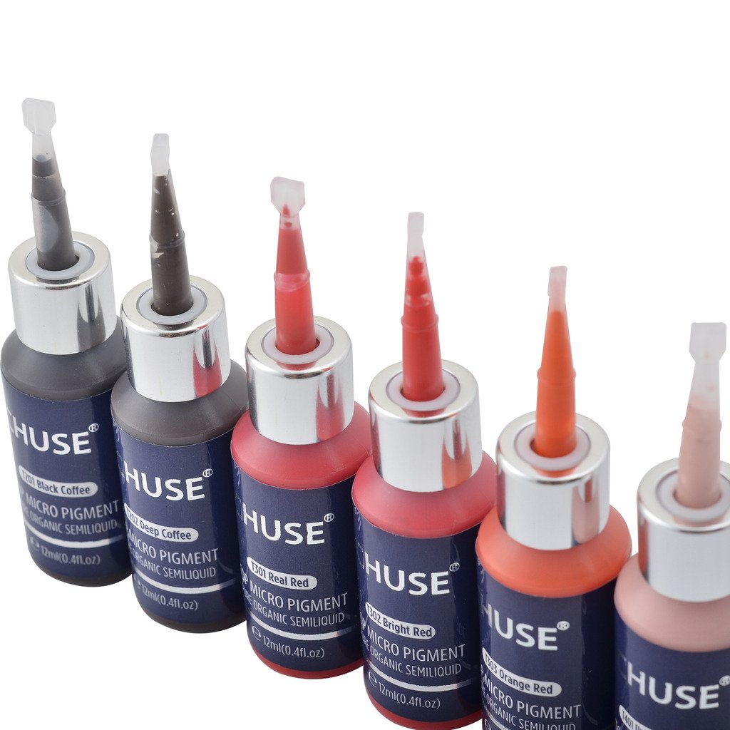 CHUSE PMU Lip Pigments 0.4oz/12ml (T302 Bright Red) – close-up detail in Bright Red