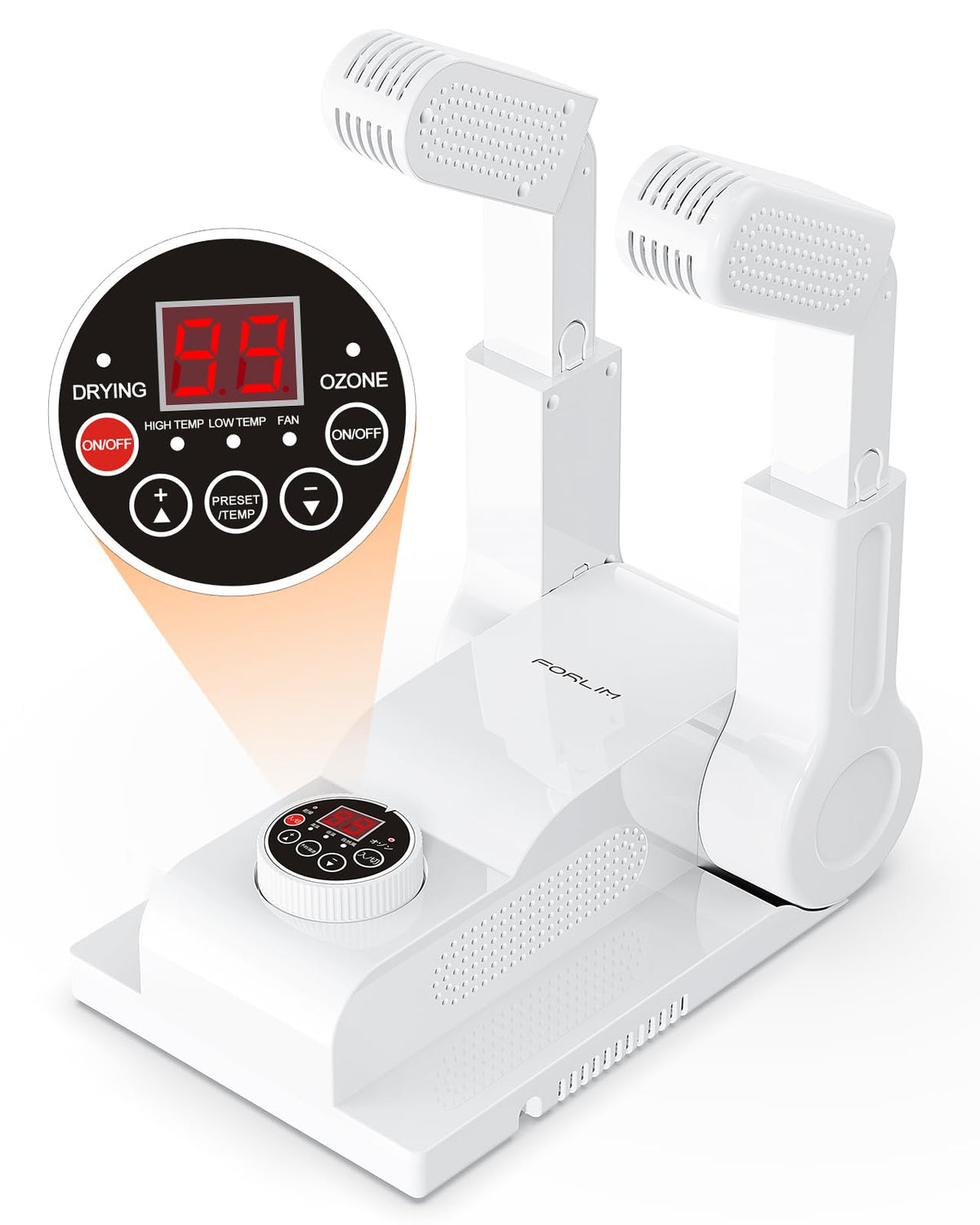 FORLIM Shoe & Boot Dryer for Work Boots, 3 Temp Modes, 24H Delay, White