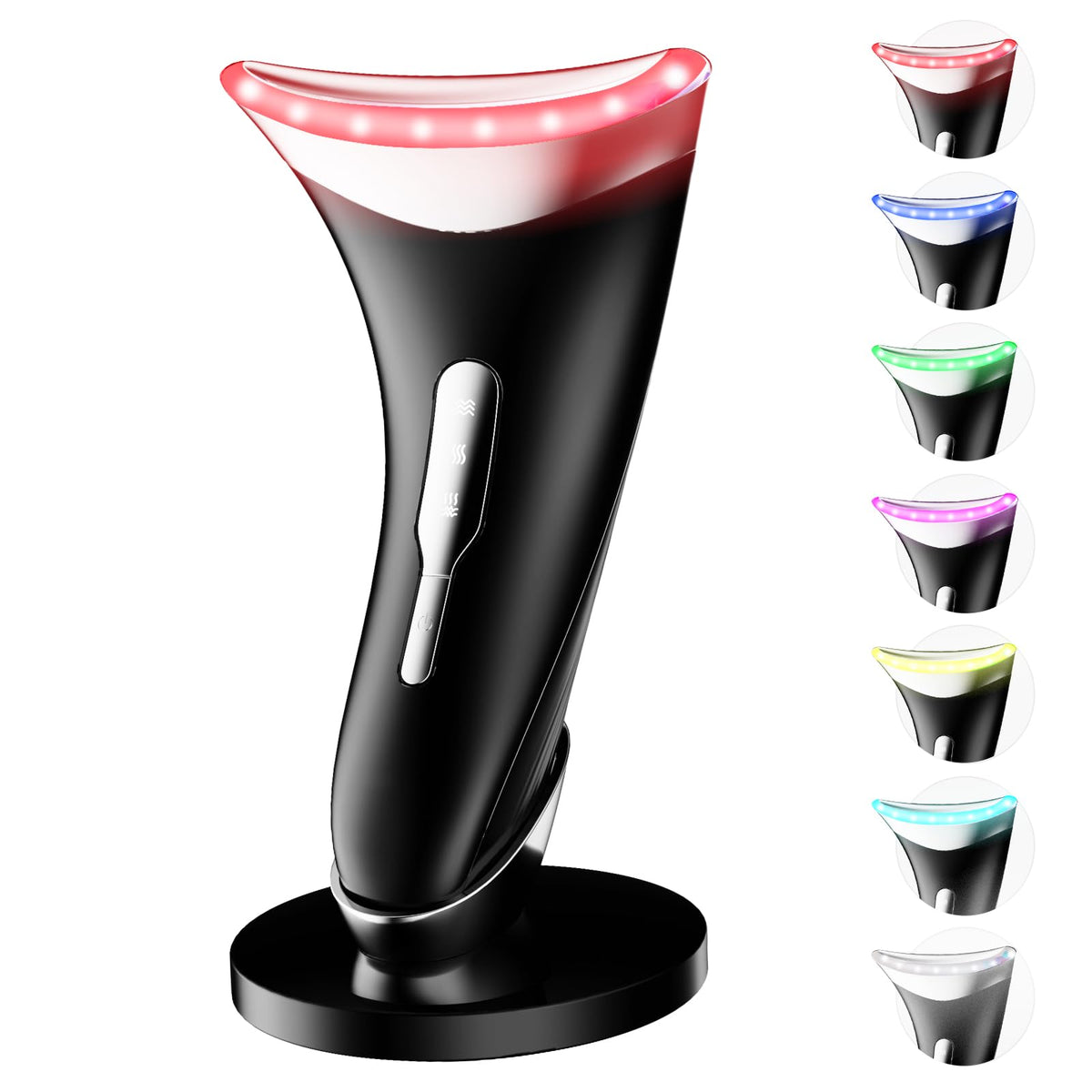 Dopsikn 7 Color Light Therapy Facial Massager with Adjustable Vibration and Thermals for Wrinkles, Double Chin, Red Ligh