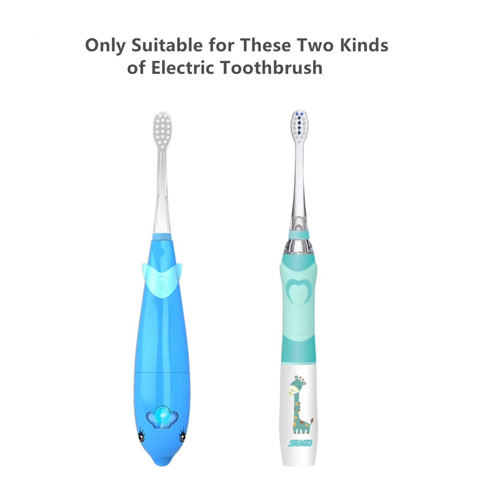 SEAGO Kids Electric Toothbrush Replacement Heads with soft bristles designed for gentle cleaning and oral care for children.