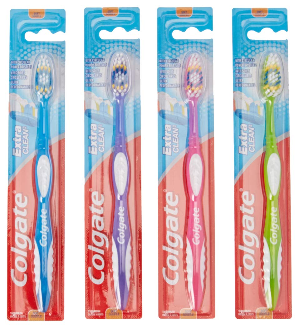 Colgate Extra Clean Full Head Toothbrush, Soft, Assorted Colors - Product Imagery