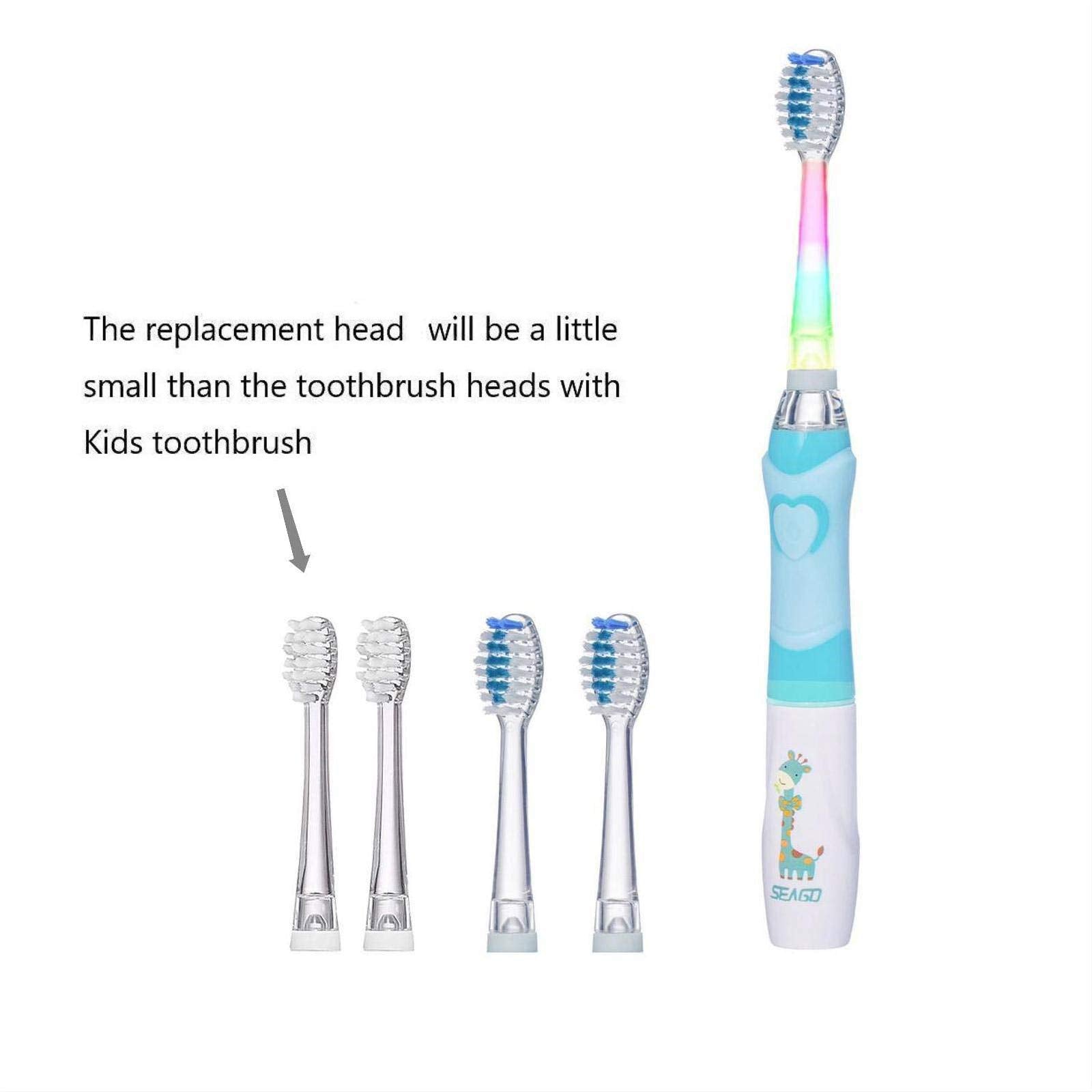 SEAGO kids electric toothbrush replacement head with soft bristles, designed for gentle cleaning and oral hygiene for children.