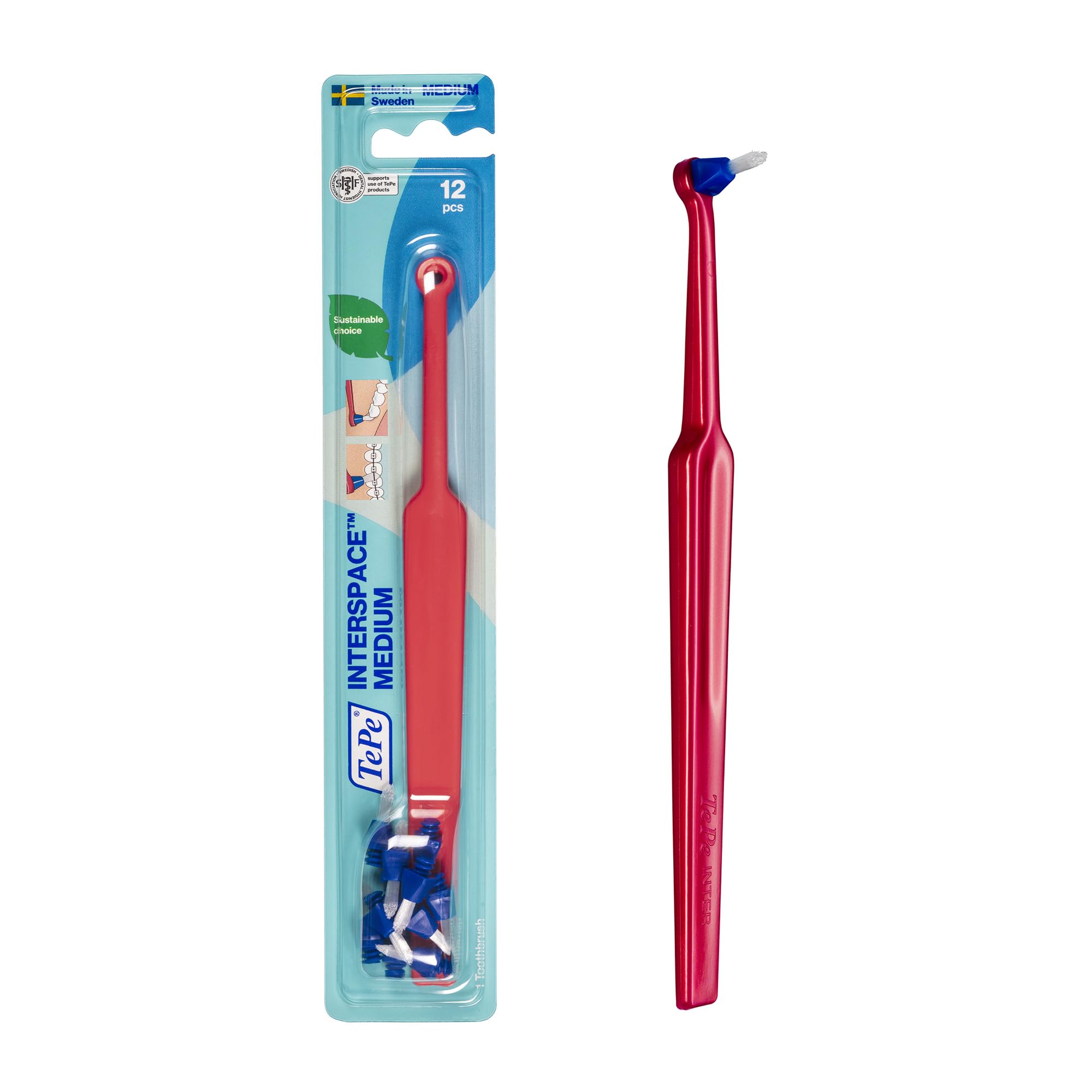 TePe Interspace Angled Medium Toothbrush for Braces with - Product Imagery