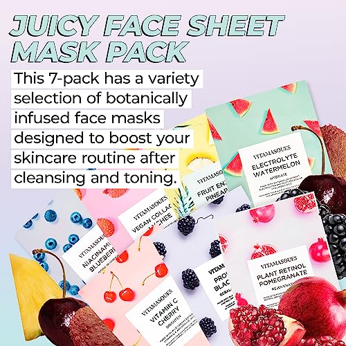 Vitamasques Korean Face Mask Set, 7-Pack Juicy Collection - Product Imagery