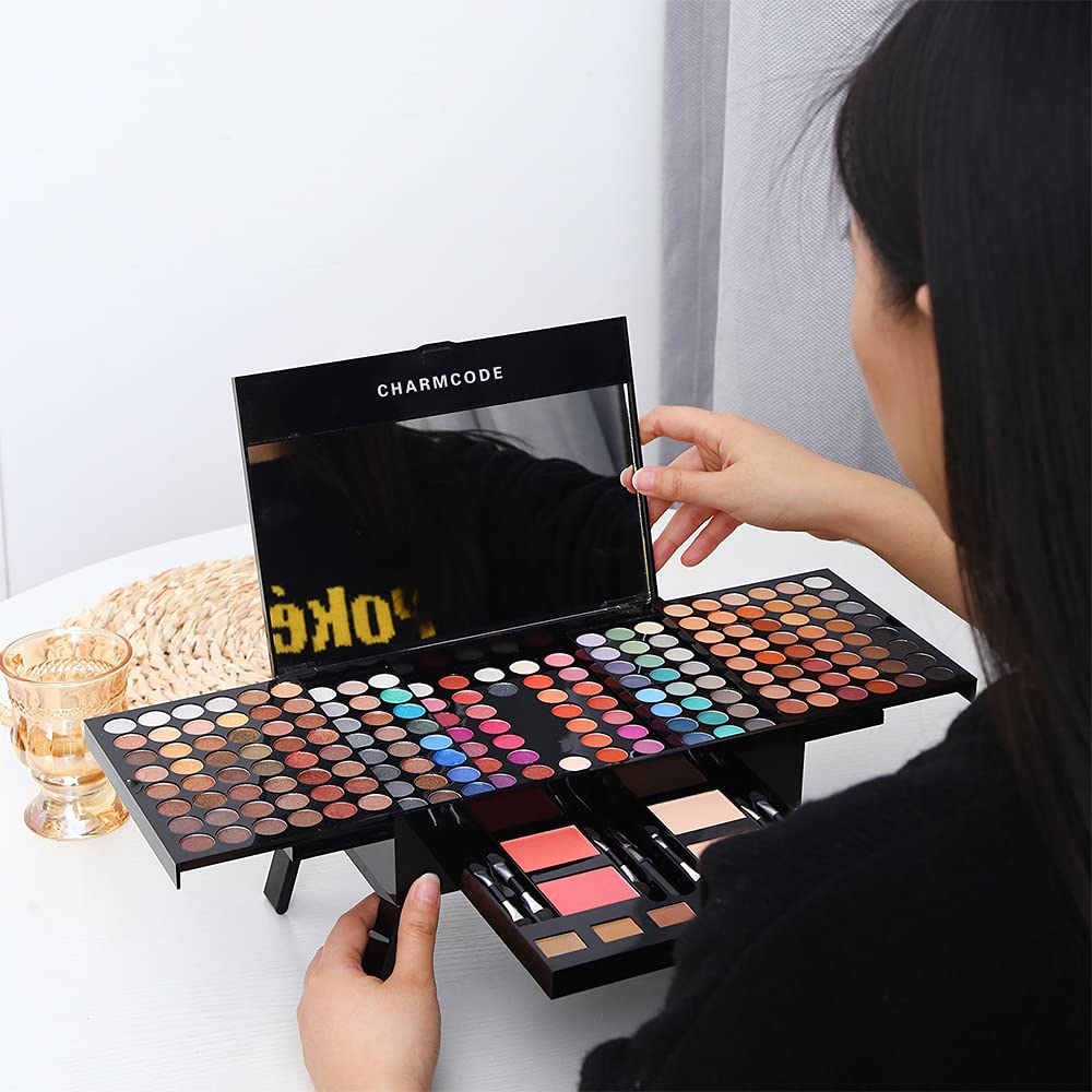 CHARMCODE 190 Colors Cosmetic Make up Palette Set Kit Combination with Eyeshadow Facial Blusher Eyebrow Powder Face Conc
