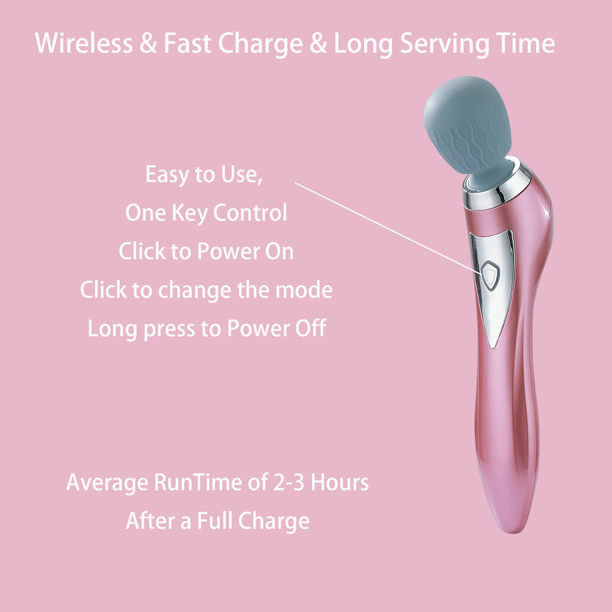 Asopal Personal Handheld Vibrating Massager-Cordless Full Body Massager, Electric Massager for Face Neck Back Shoulder W