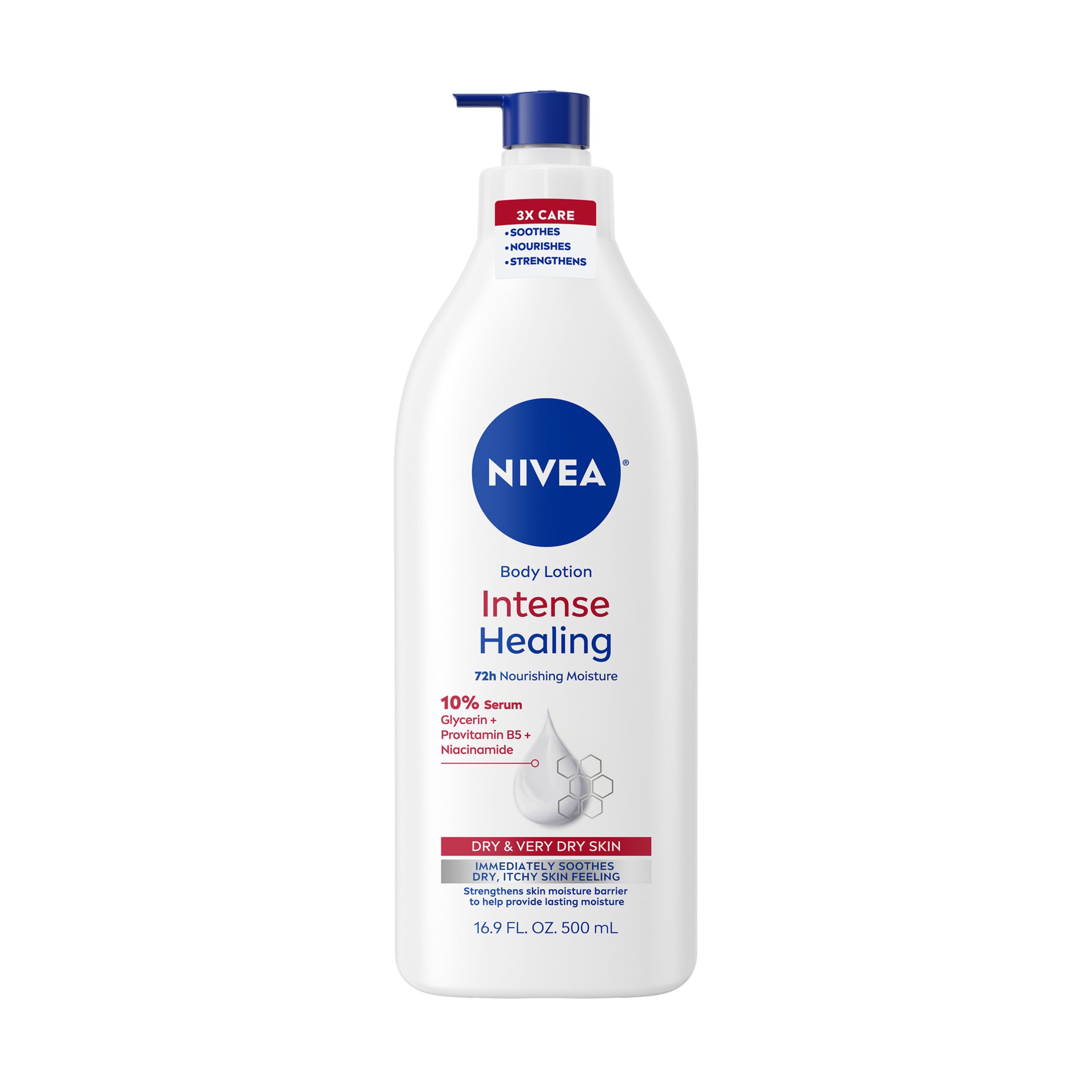 NIVEA Intense Healing Body Lotion, 72-Hour Moisturizing Lotion,16.9 FL OZ