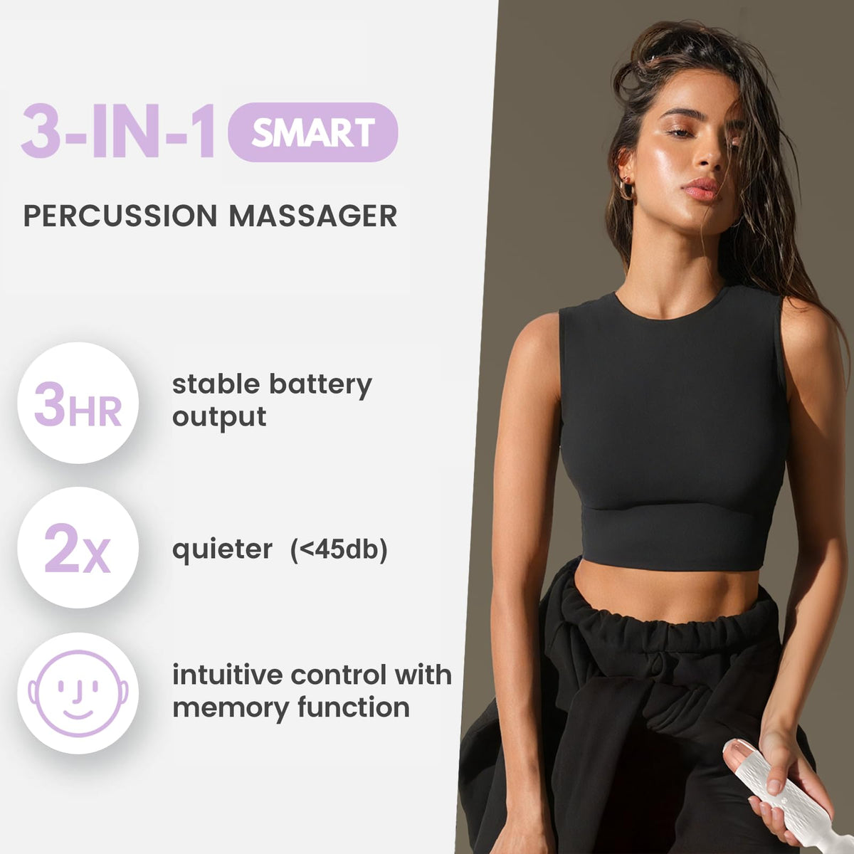 Niclove Personal Massager - Powerful & Quiet Wand Massager (Purple) – packaging and label