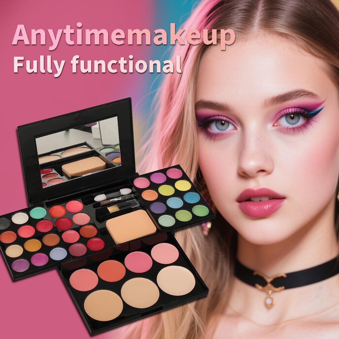 Badhare Beauty Full Face Palette Makeup Kit 24 Color Eyeshadow Palette, 8 Lip Gloss, 4 Blush, 3 Dual Powder, with Brushe