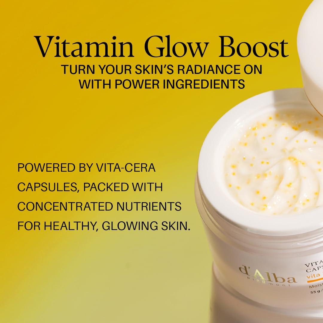d'alba Piedmont Vita Toning Capsule Cream face moisturizer in 1.94 oz jar, featuring a smooth, nourishing skincare product.