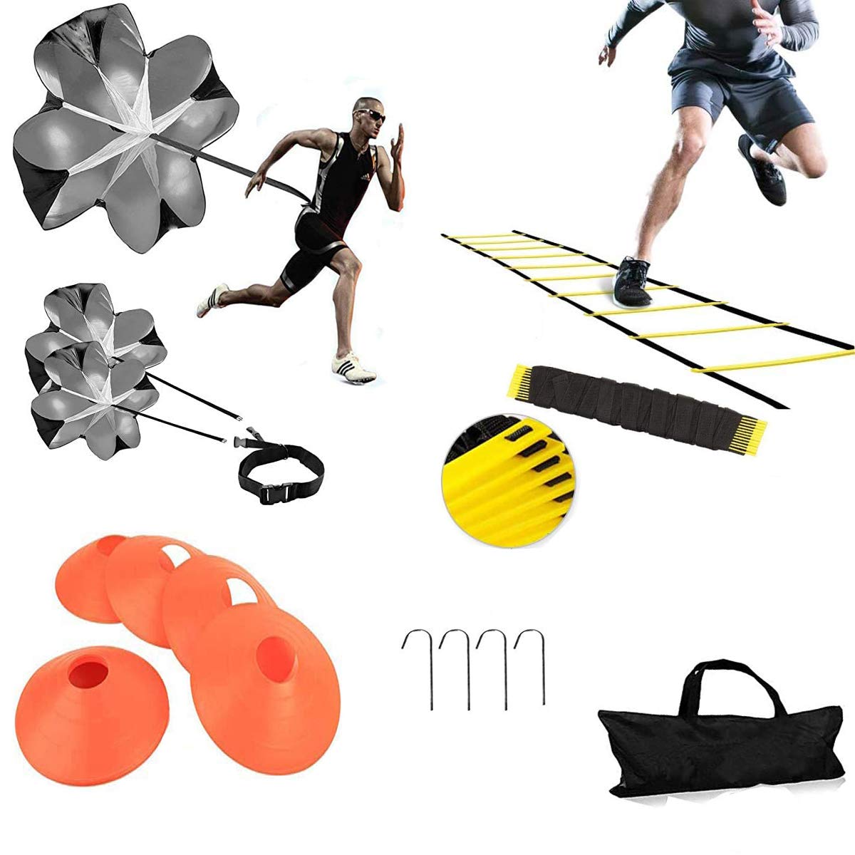 XINXIANG Agility Ladder, Speed Training, Soccer Agility Speed Training Equipment, 20ft Agility Ladder, 6 Soccer Cones, R