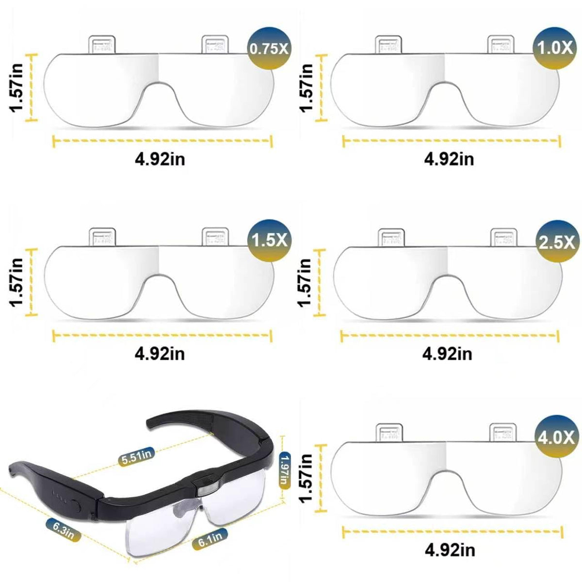 Thingogear Professional Magnifying Glasses Headset with Light & 5 Lenses