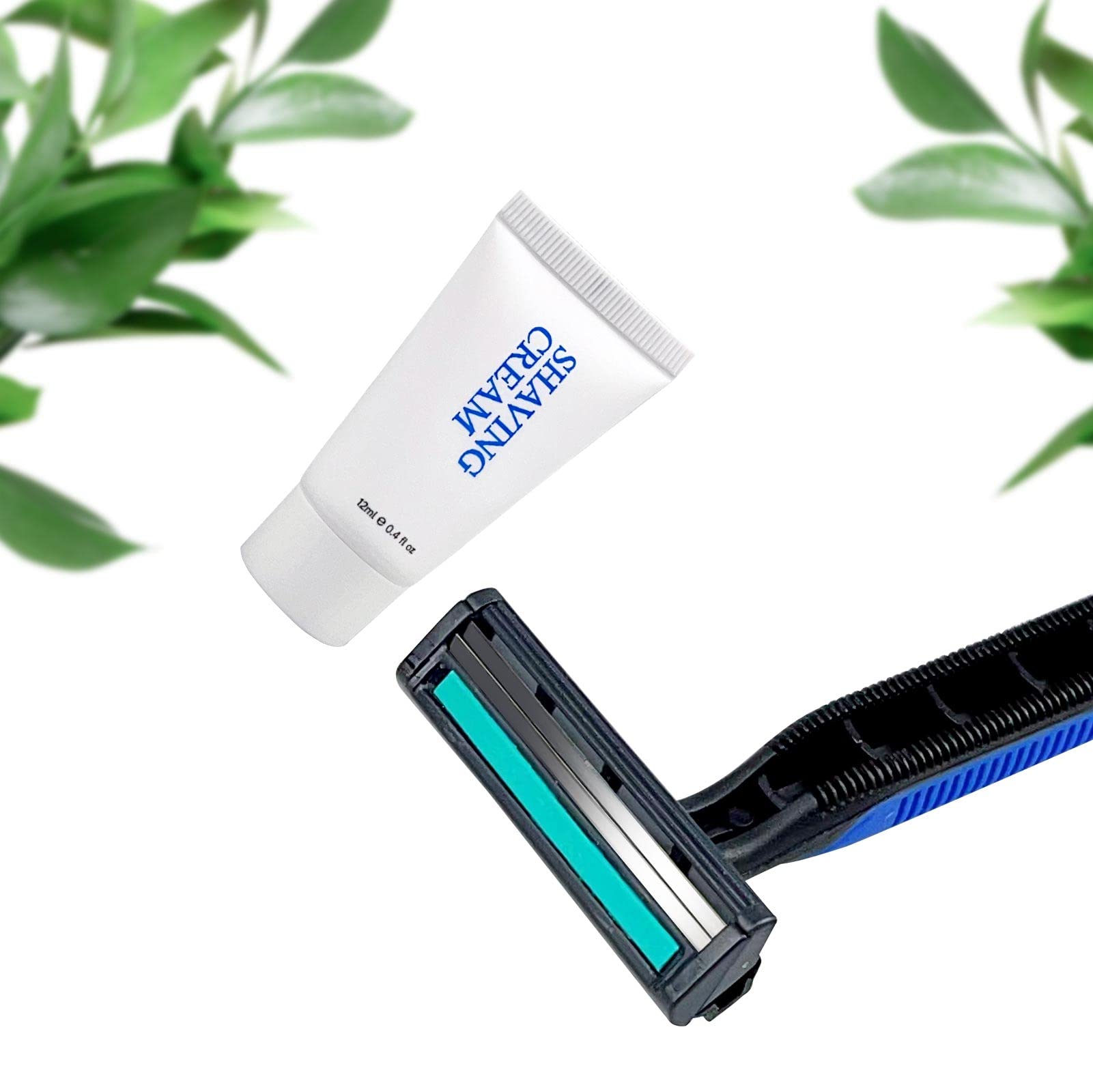 Set of 50 DincherBel manual shaving razors with 12g shaving cream in bulk, ideal for smooth, close shaves