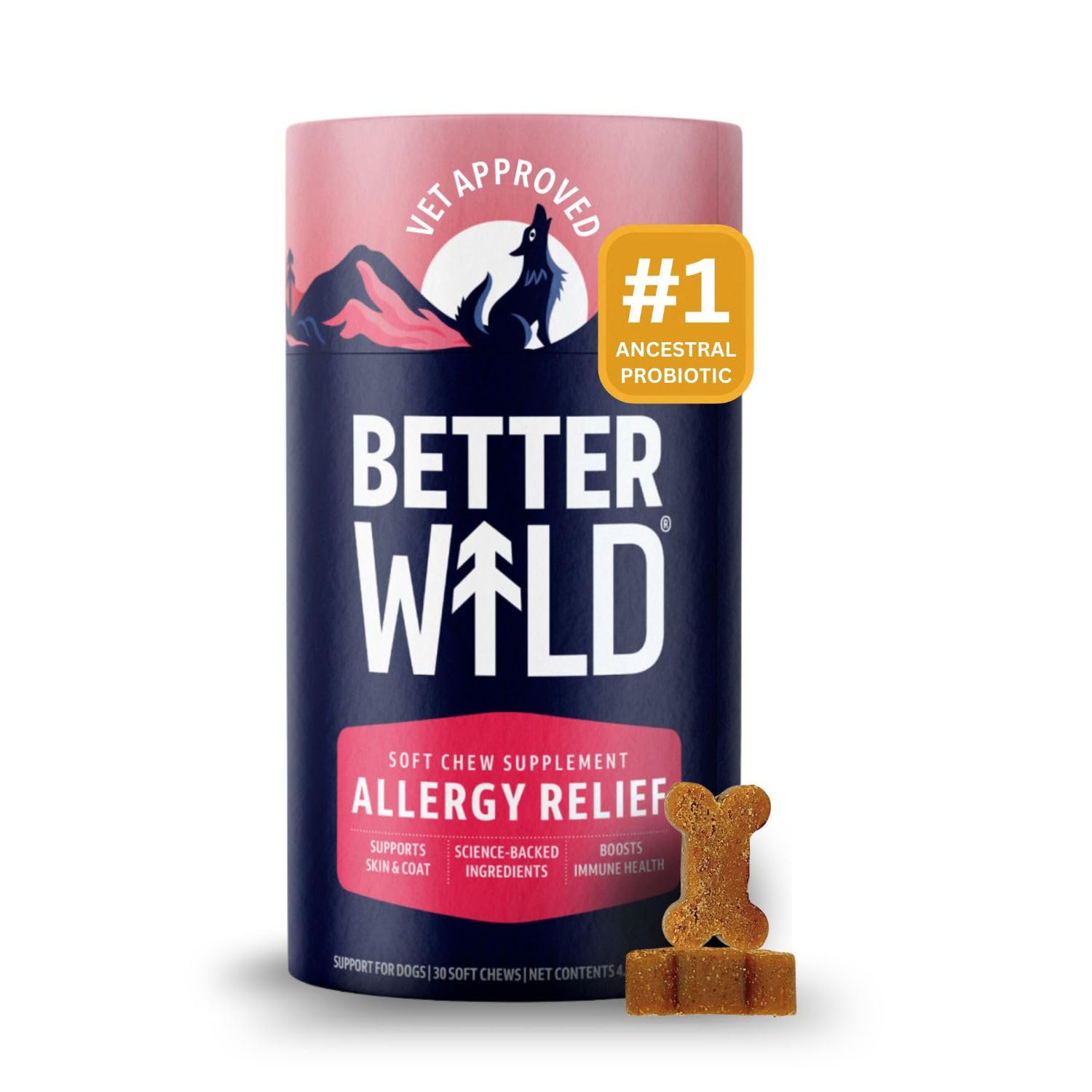 Allergy Dog Chews, Immune and Gut Health Support, 30 Chews - Product Imagery