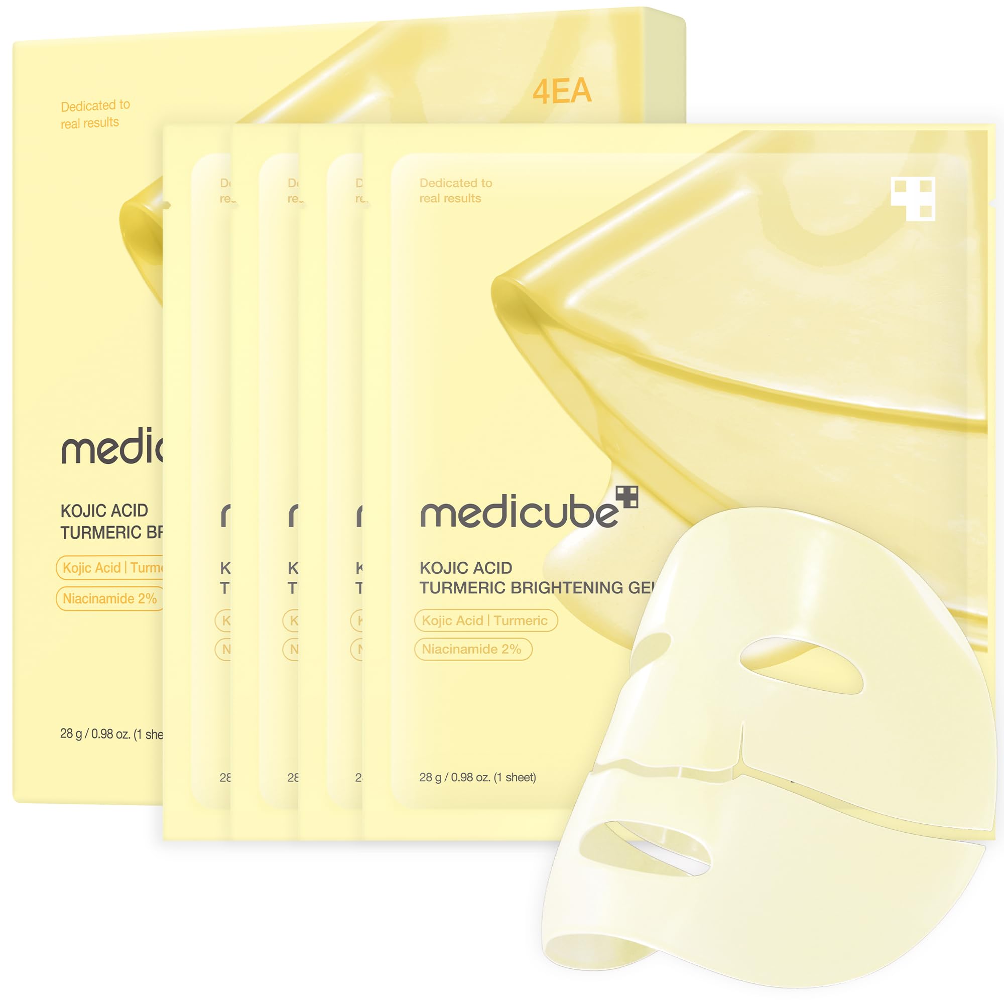 medicube Jelly Gel Mask with Brightening Kojic Acid Turmeric, 4EA - Product Imagery