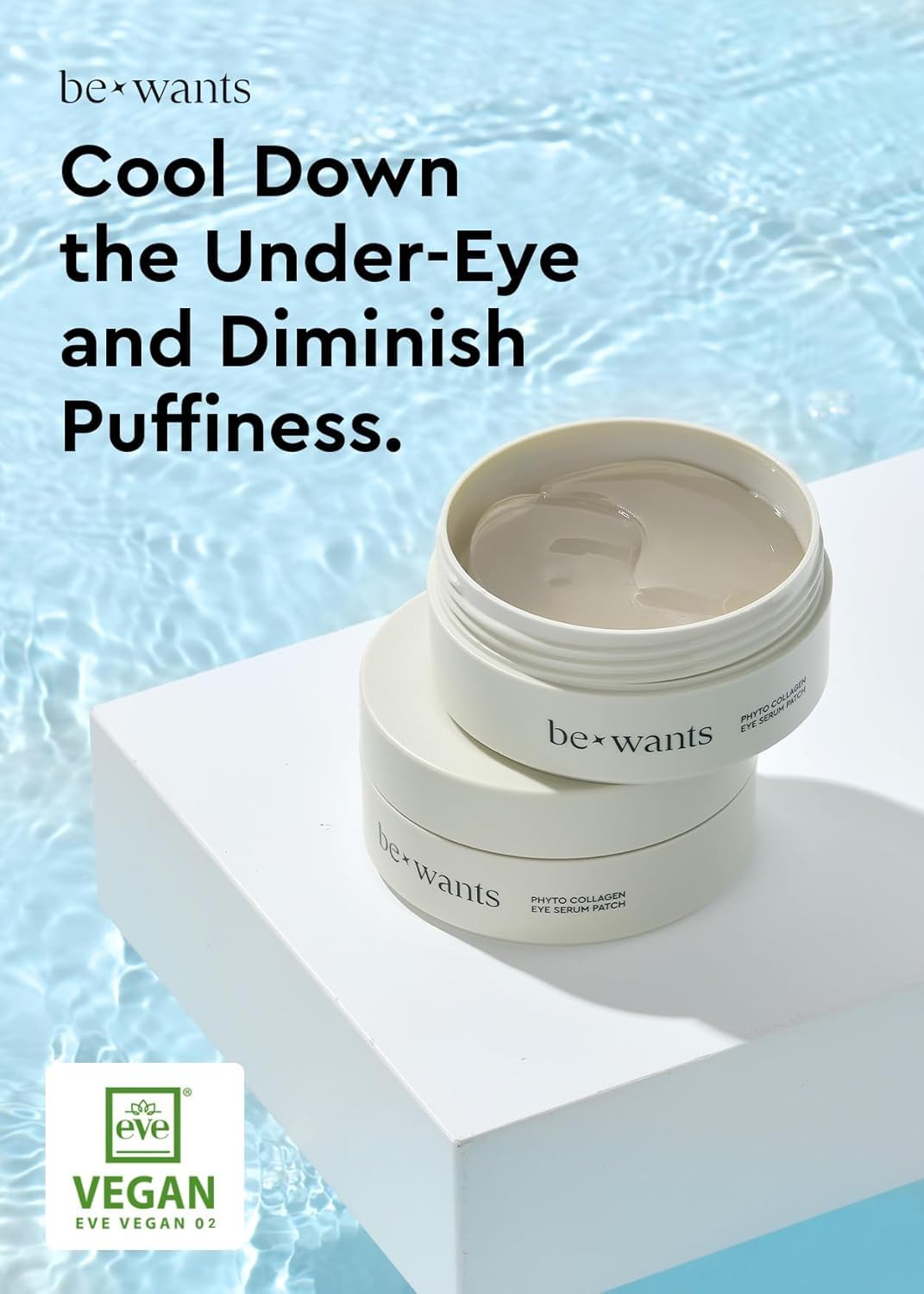 BE+WANTS bewants Under Eye Patches for Puffy Eyes, Korean Under Eye Mask with Vegan Collagen and Hyaluronic Acid, Patche