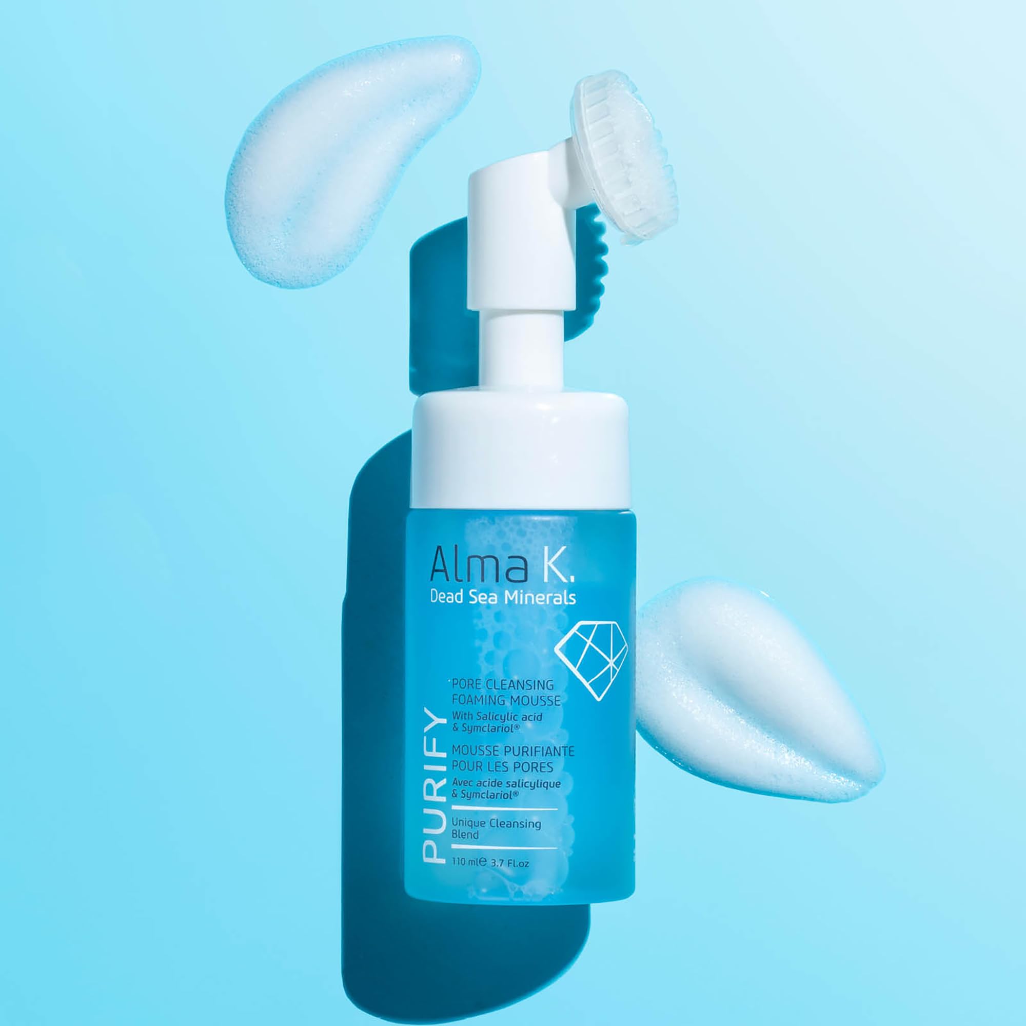 ALMA K Pore Cleansing Foaming Mousse facial cleanser for women, hydrating face wash with salicylic acid, 3.4 oz bottle.