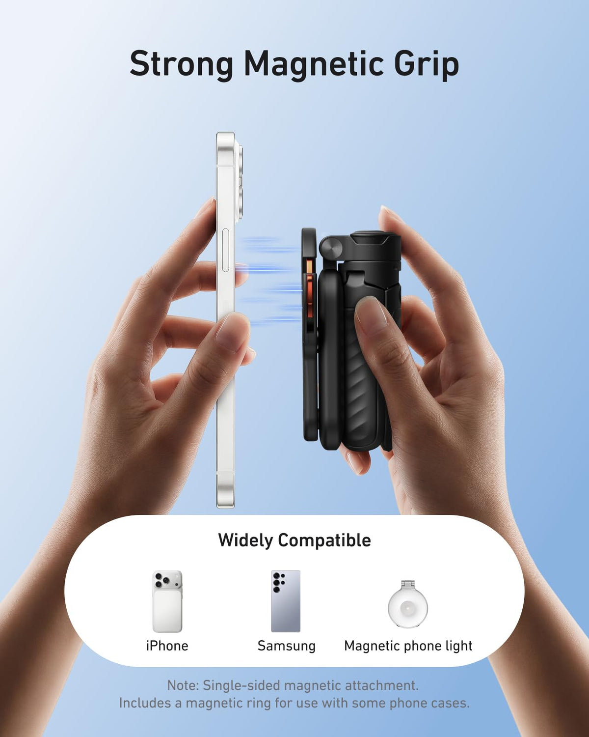 TELESIN Magnetic Mini Selfie Stick Tripod with Phone Camera Grip – packaging and label