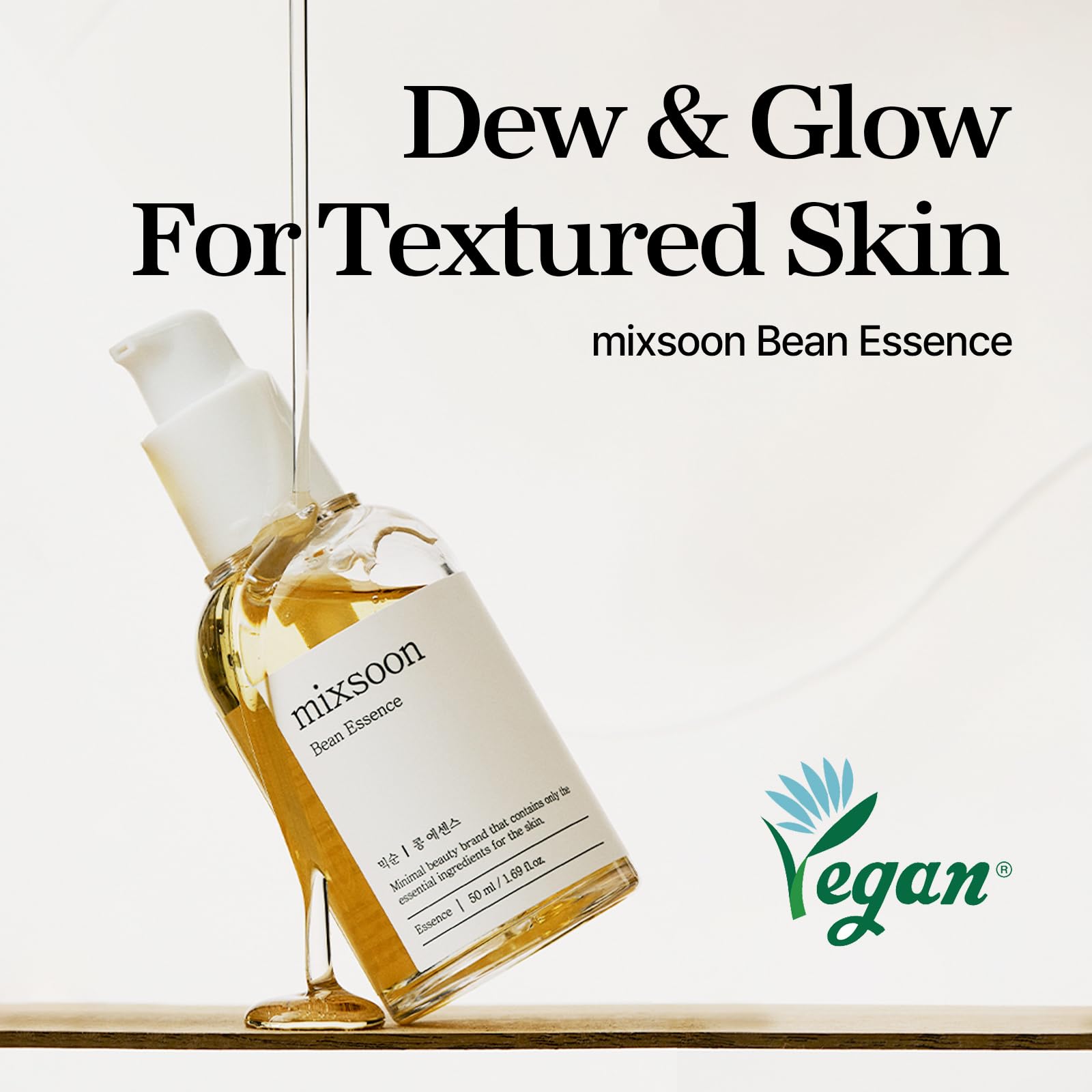 mixsoon Bean Essence Korean Skin Care, Gentle AHA Exfoliating Essence for Glass Skin Glow, Hydrating Face Serum with Fermented Bean, Smooth Skin, 30ml / 1.01 fl.oz. Korean Glass Skin Care