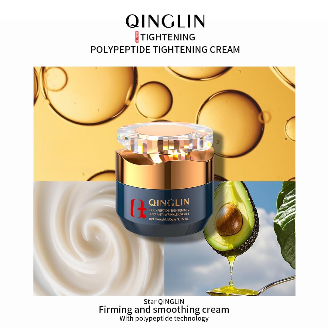 QINGLIN Peptide Face Cream, Firming Moisturizer with Hyaluronic Acid – back view and specifications