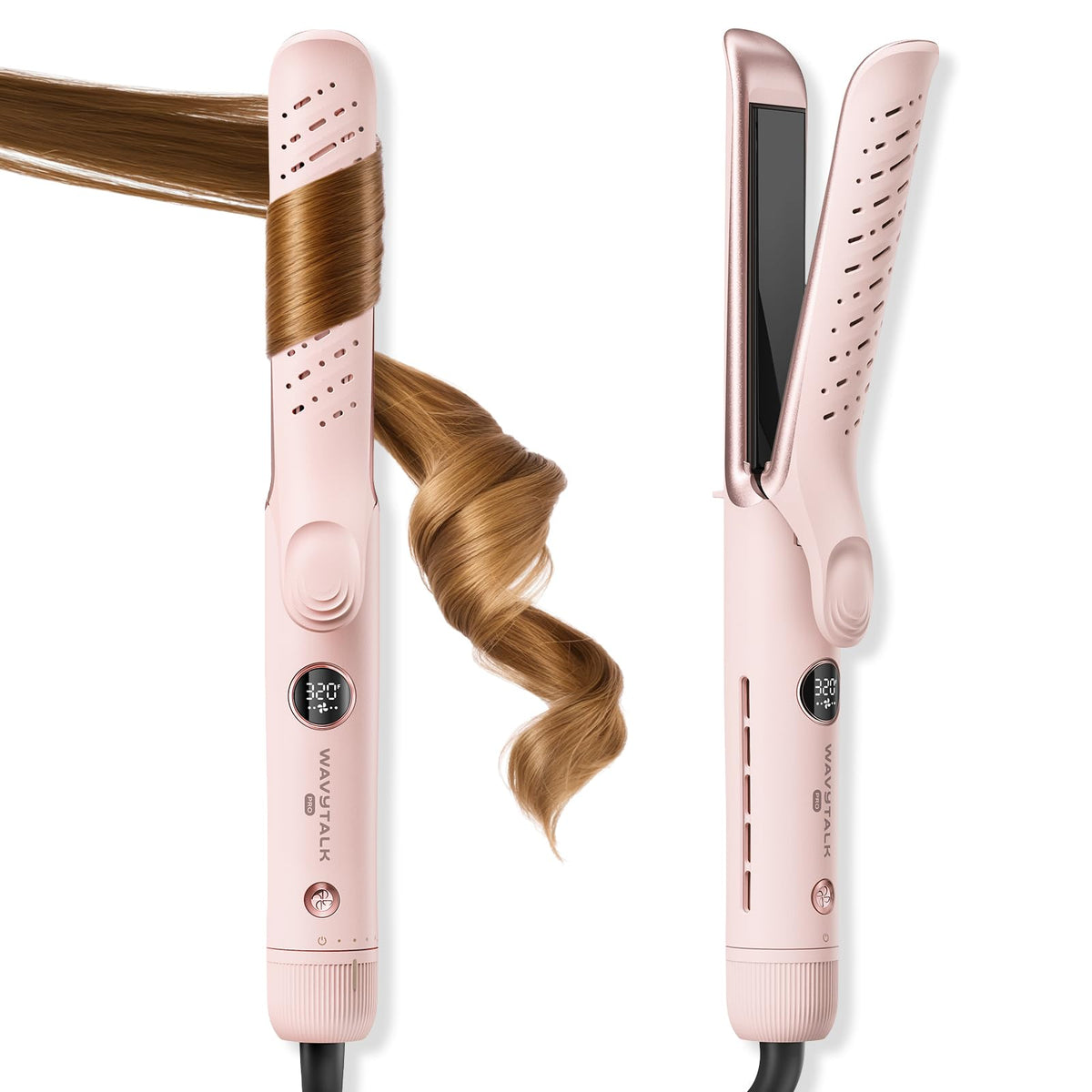 Wavytalk Airflow Styler Whirlwind Curl 2 in 1 Straightener Curler 1.25" – Pink, Plastic, 1.25 Inch