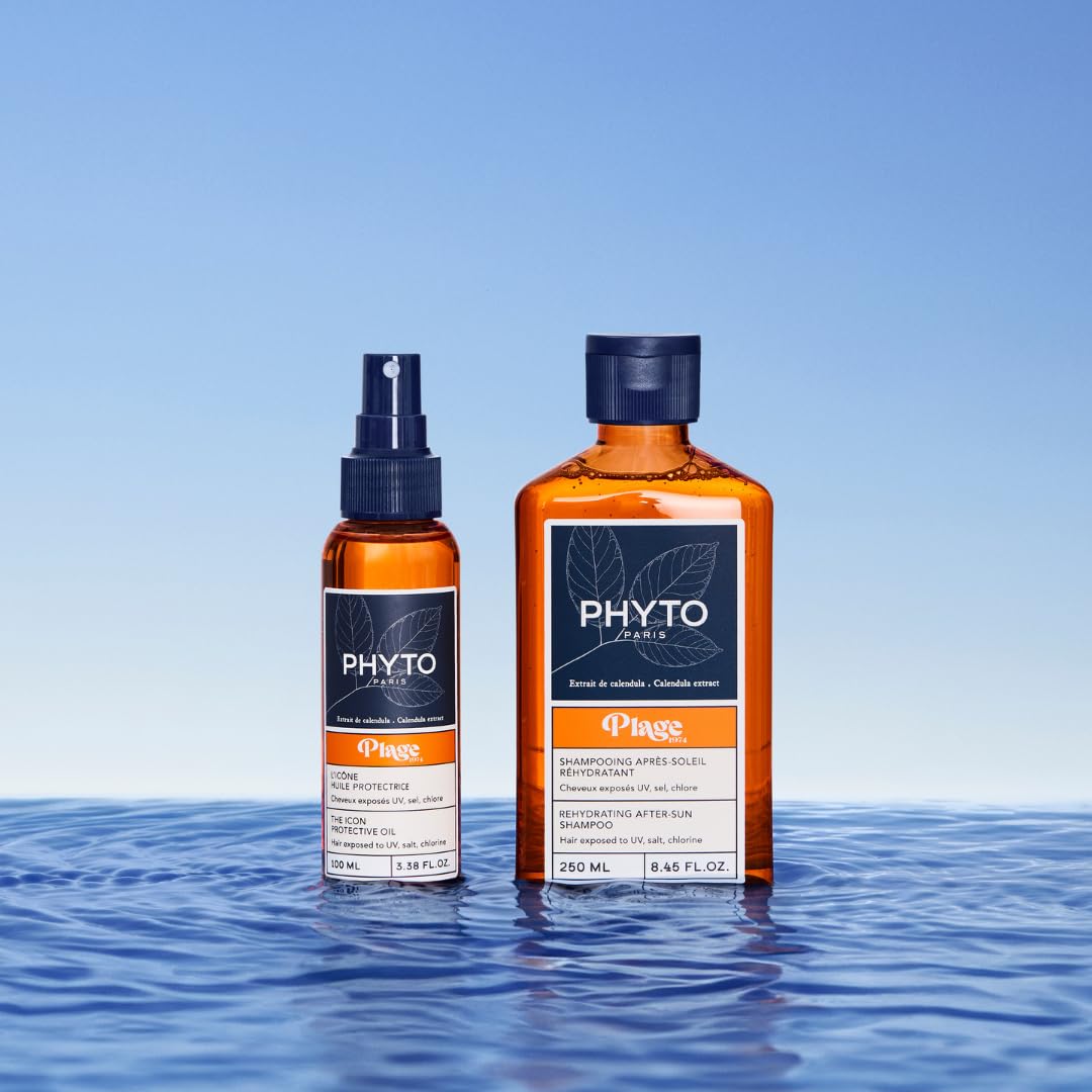 PHYTO Plage After-Sun Rehydrating Shampoo with calendula extract, sulfate-free, silicone-free, removes salt, sand, chlorine, sunscreen residue