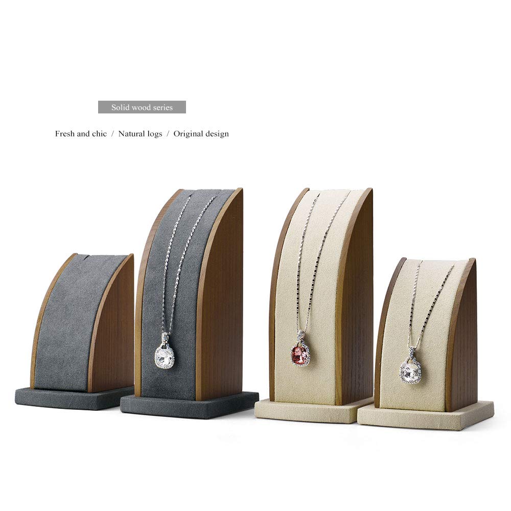 Oirlv 2 Set Solid Wood Long Chain Necklace Pendant Bracelet Stand – full view