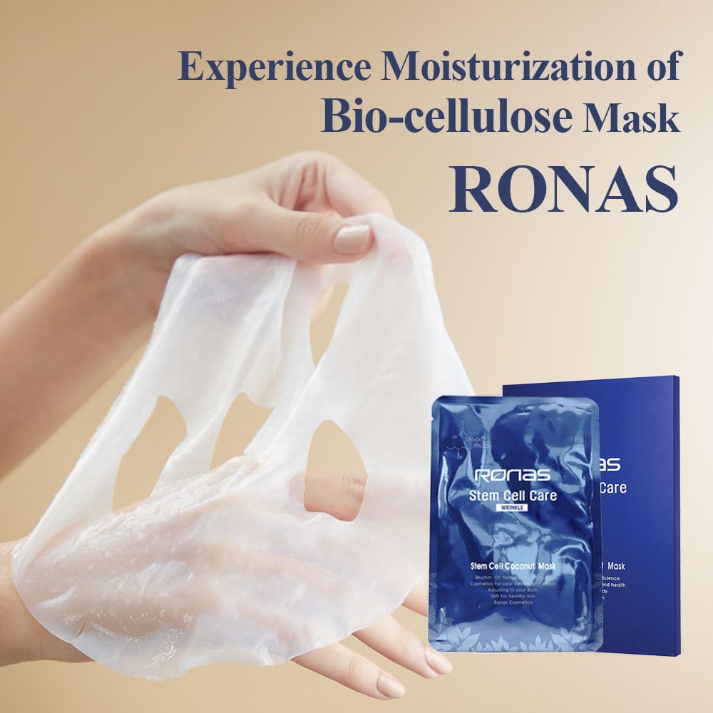 Ronas Stem Cell Coconut Gel Mask 5 pack. Anti Aging, Moisturizing, Rejuvenating. Sunburn Treatment. Korean Cosmetics. – 