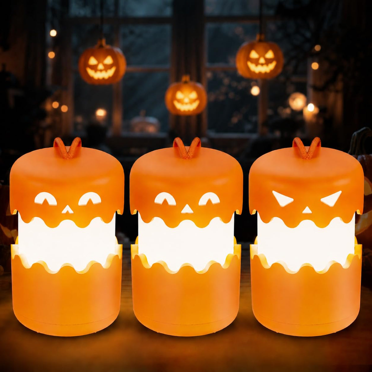 Yunaking Rechargeable Halloween Pumpkin Lantern Light Collapsible Jack O Lantern – product photo (Lanterns)