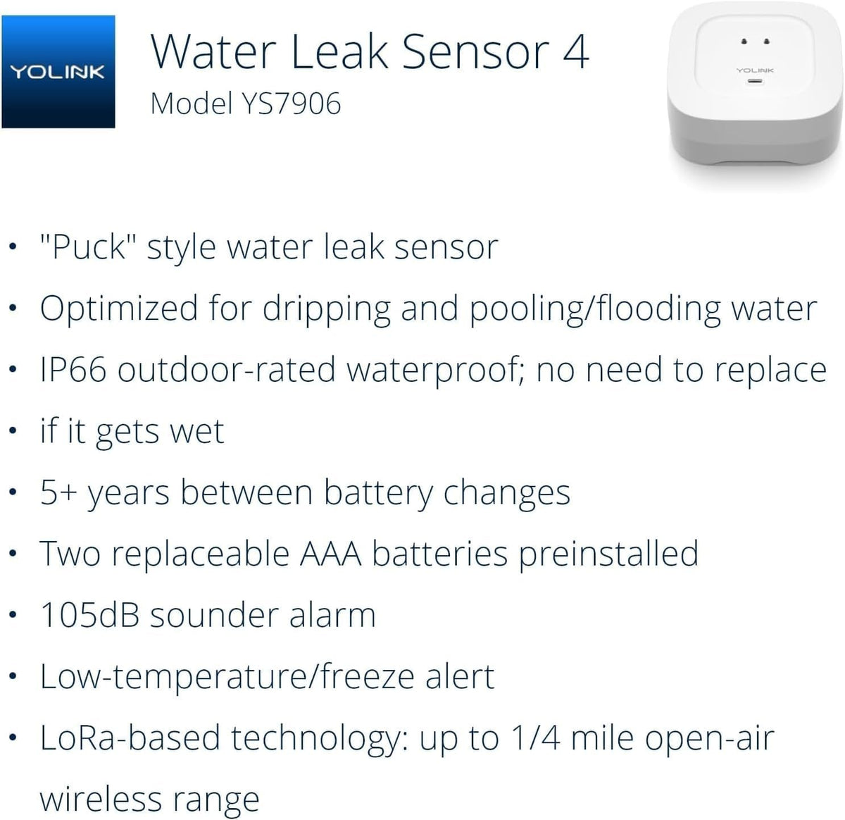 YoLink Water Leak Sensor 4 105 dB Alarm Kit: 3-Pack + SpeakerHub