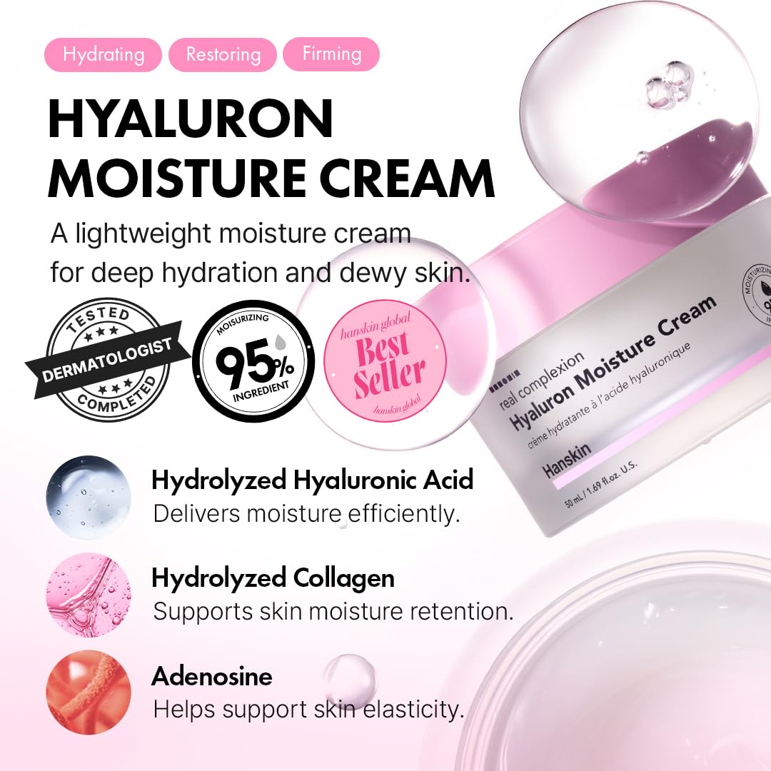 Hanskin Hyaluron Moisture Cream, Face Moisturizer for Dry Skin, 1.69 fl oz – full view